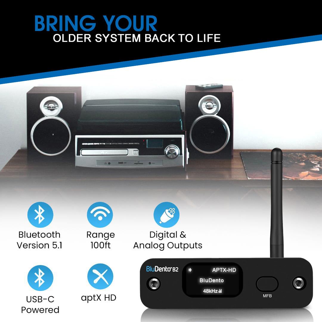 High-Fidelity B2 aptX HD & LDAC Bluetooth 5.1 Audio Receiver with ESS DAC - Hi-Res Wireless Adapter for Home Theater, Analog RCA, Digital Coaxial/Optical Outputs - Perfect for Audiophiles & Music Streaming Enthusiasts