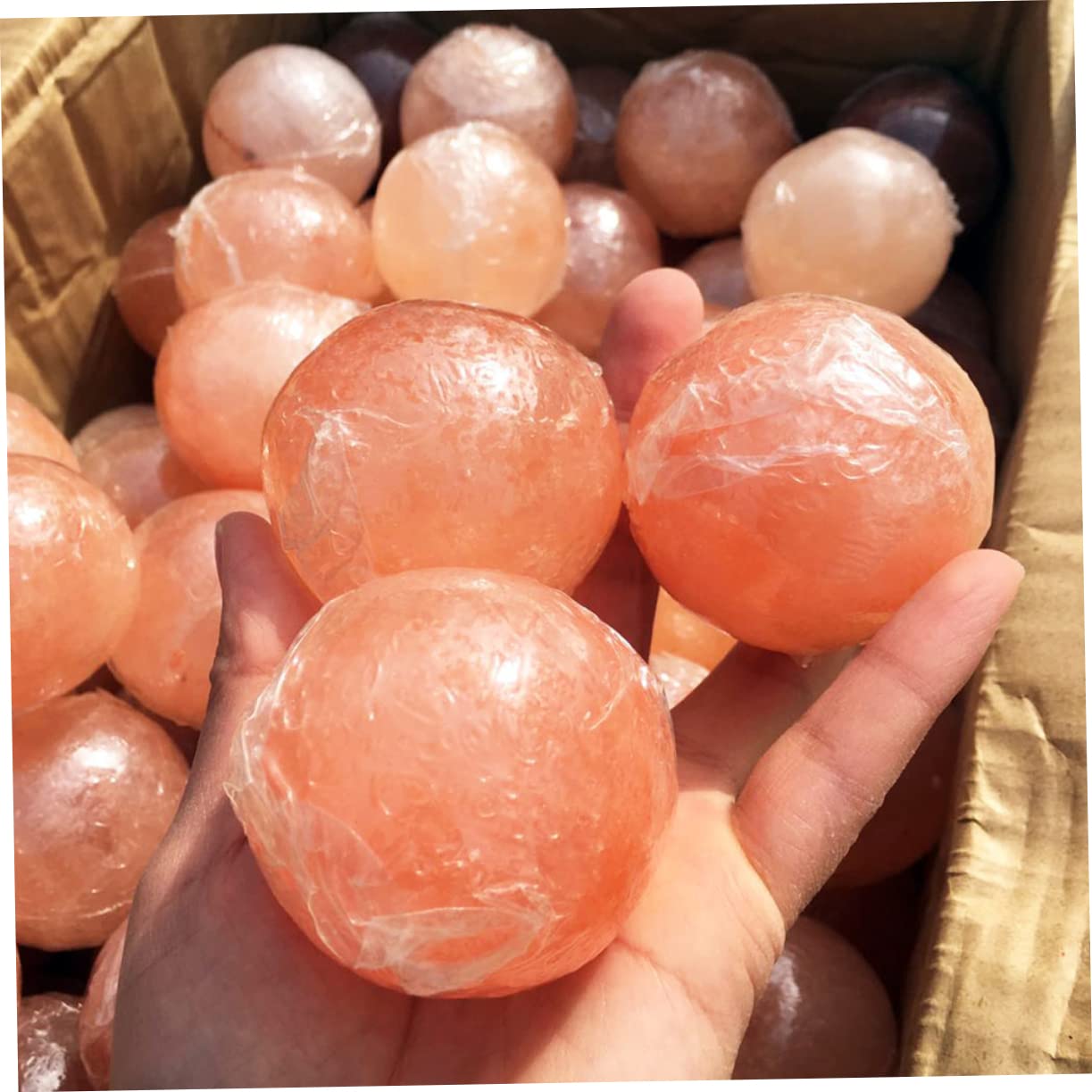 Natural Himalayan Salt Soap Ball - Exfoliating Massage Stones for Body Scrub & Spa Relaxation | Perfect for Home Spa, Self-Care & Family Wellness