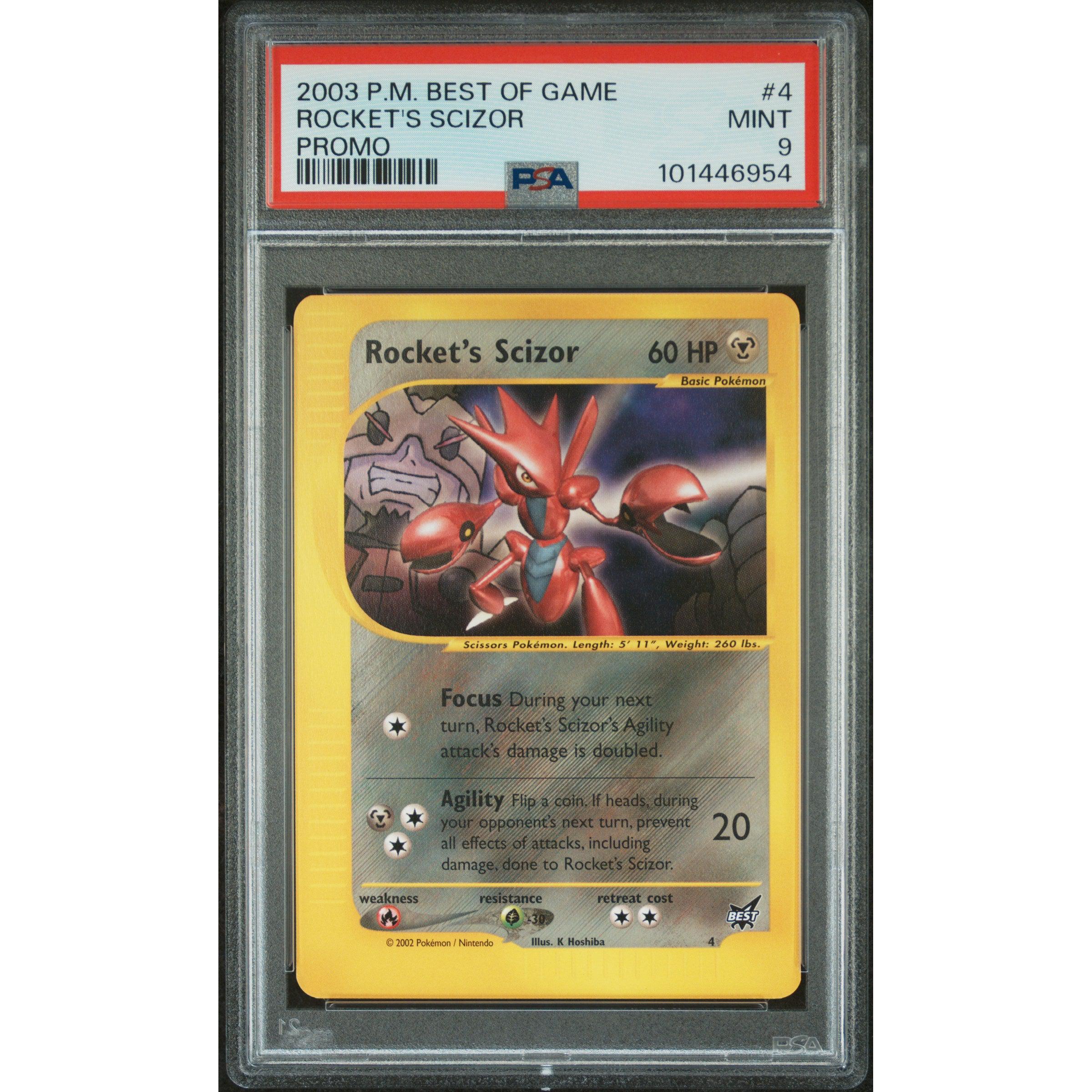 2003 Pokemon Best of Game Promo Rocket's Scizor #4 PSA 9 Gem Mint - Rare Trading Card for Collectors & Battles - Perfect for Pokemon TCG Tournaments & Display Cases