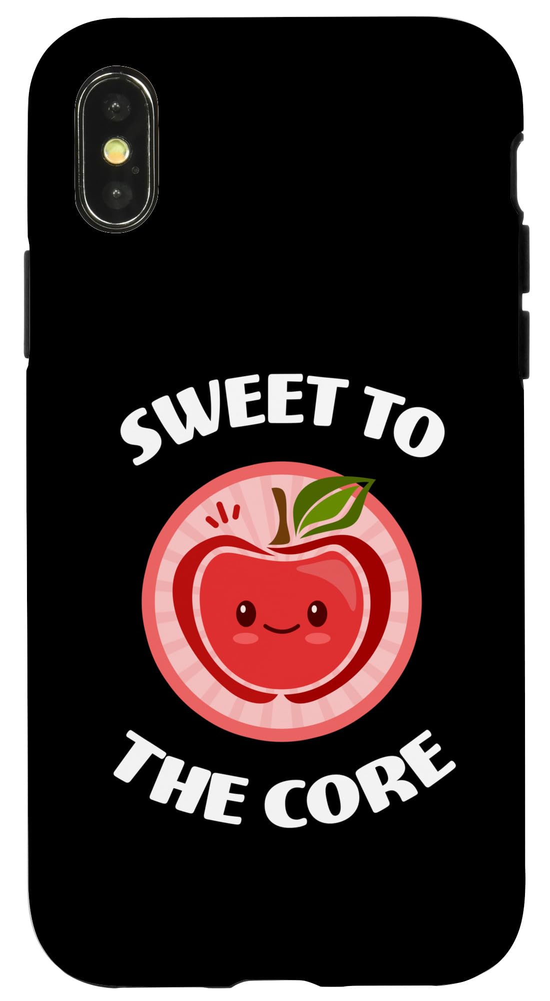 Funny iPhone X/XS Case - Sweet To The Core Cute Kawaii Apple Fruit Design for Women & Girls | Perfect Gift for Birthday, Christmas & Everyday Use