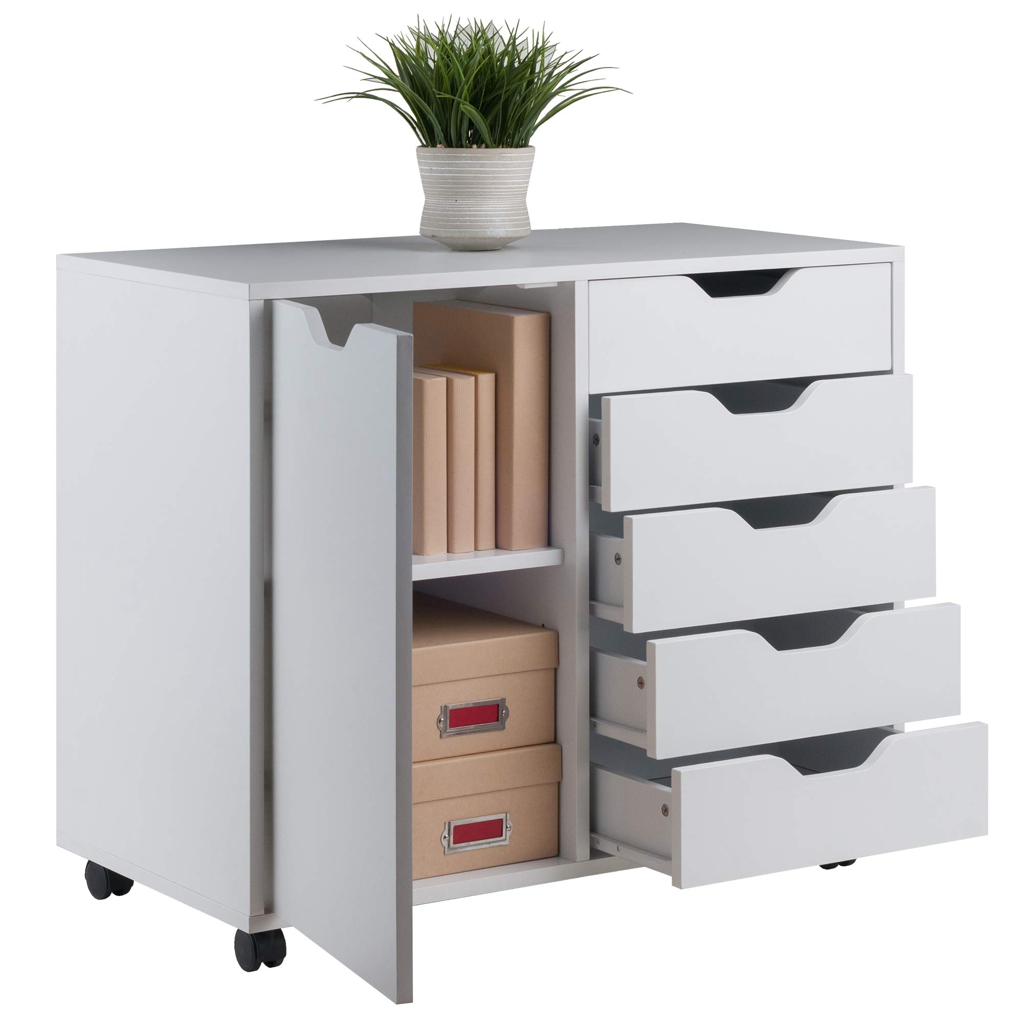 Winsome Wood Halifax White Storage Organizer for Home Office, Kitchen, Bathroom & Closet