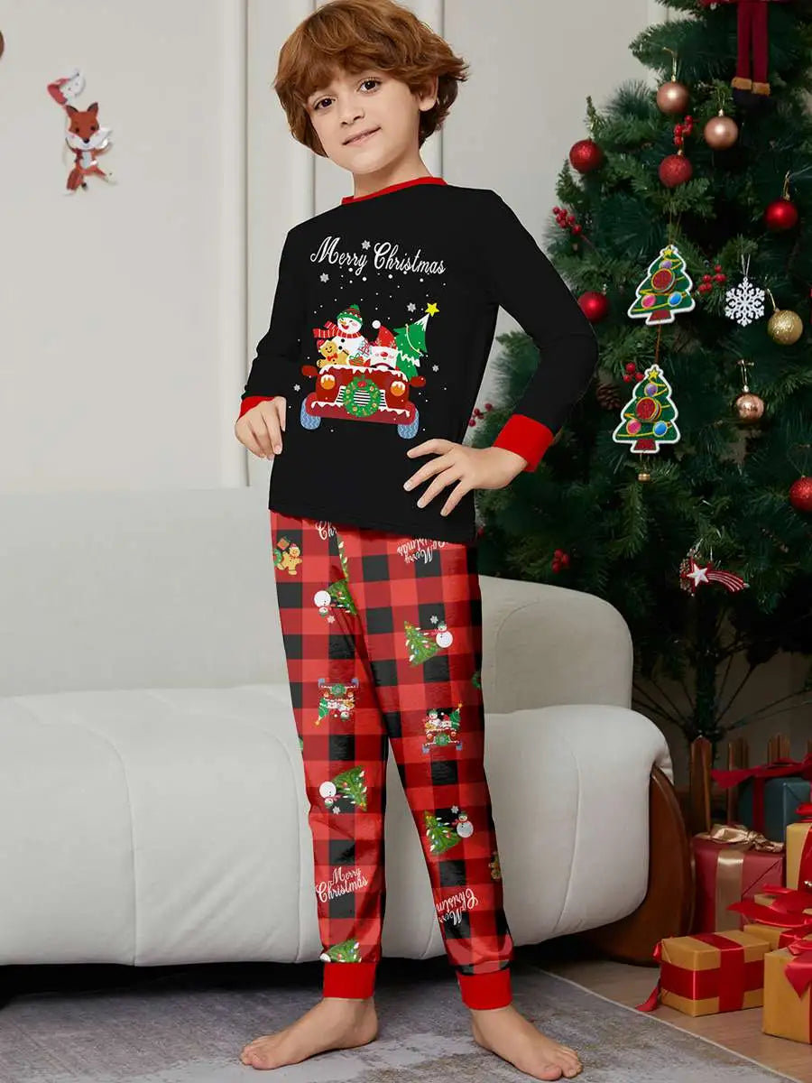 Printed Christmas Matching Family Pajamas Set - Cozy Holiday PJS for Family Photos & Christmas Morning