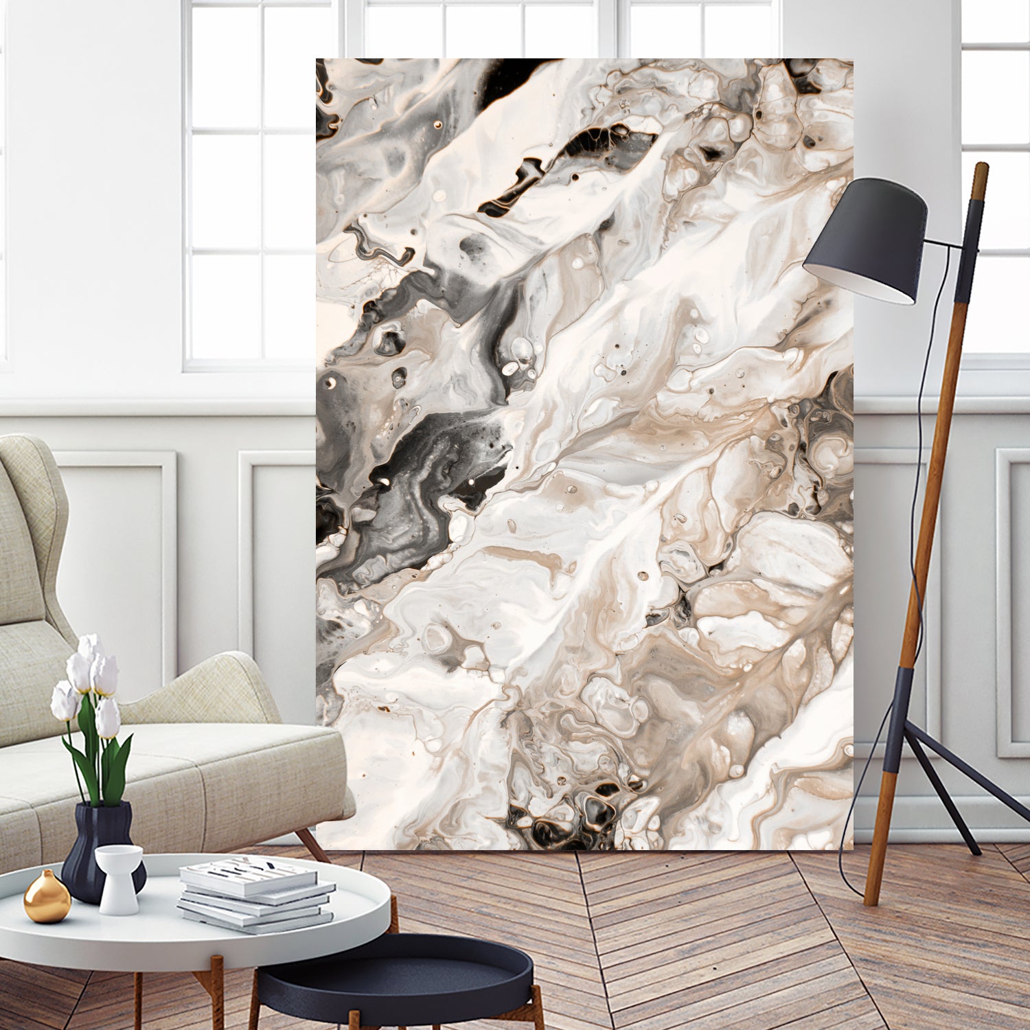 Abstract Marble Glam #4 Canvas Painting - Modern Wall Art Decor for Living Room, Bedroom & Office | Handmade Contemporary Artwork