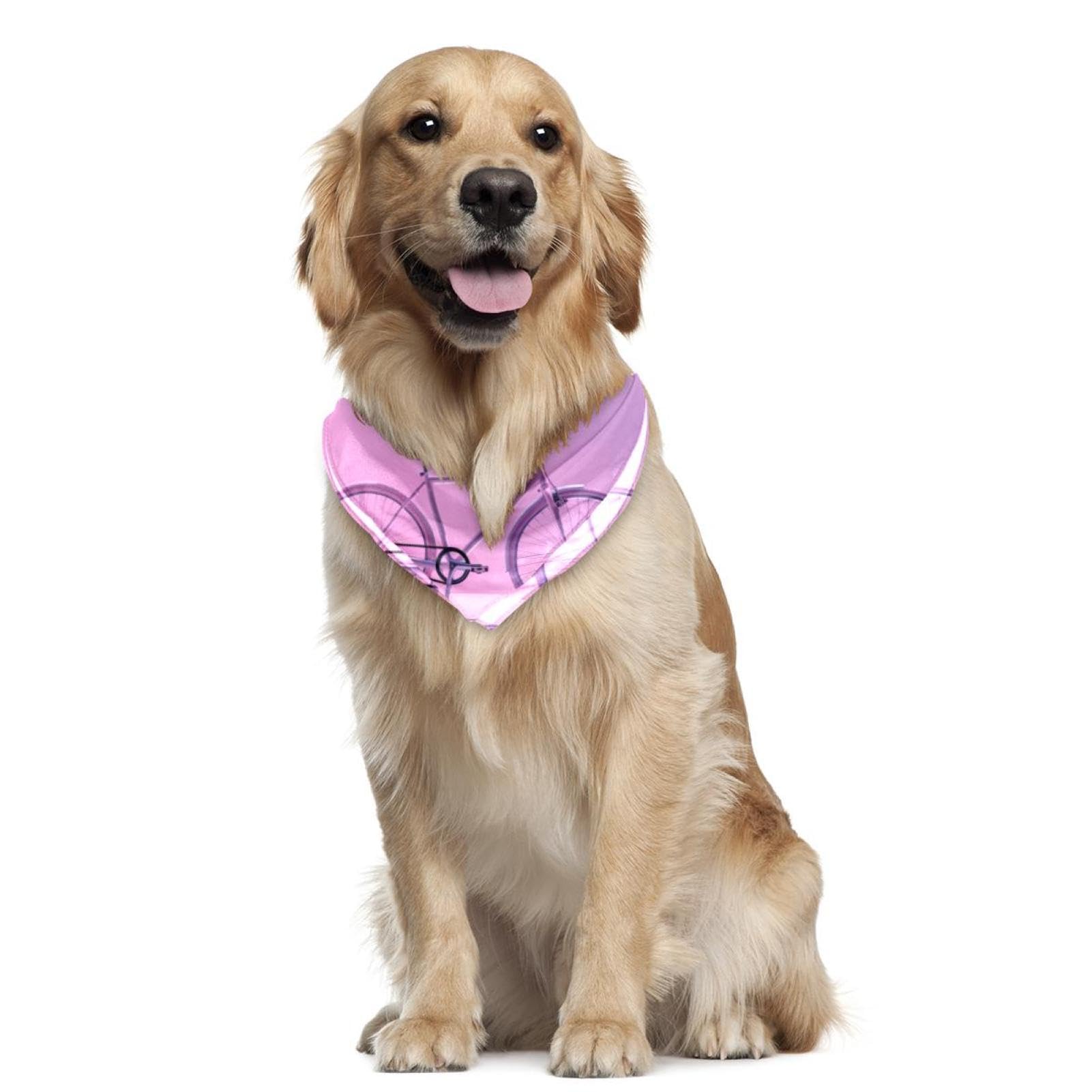 Dog Bandanas for Small & Large Dogs - 2-Piece Set with Bike Pink Pattern - Adjustable Pet Scarf & Bandana for Dogs - Perfect for Outdoor Adventures, Pet Parties & Daily Walks
