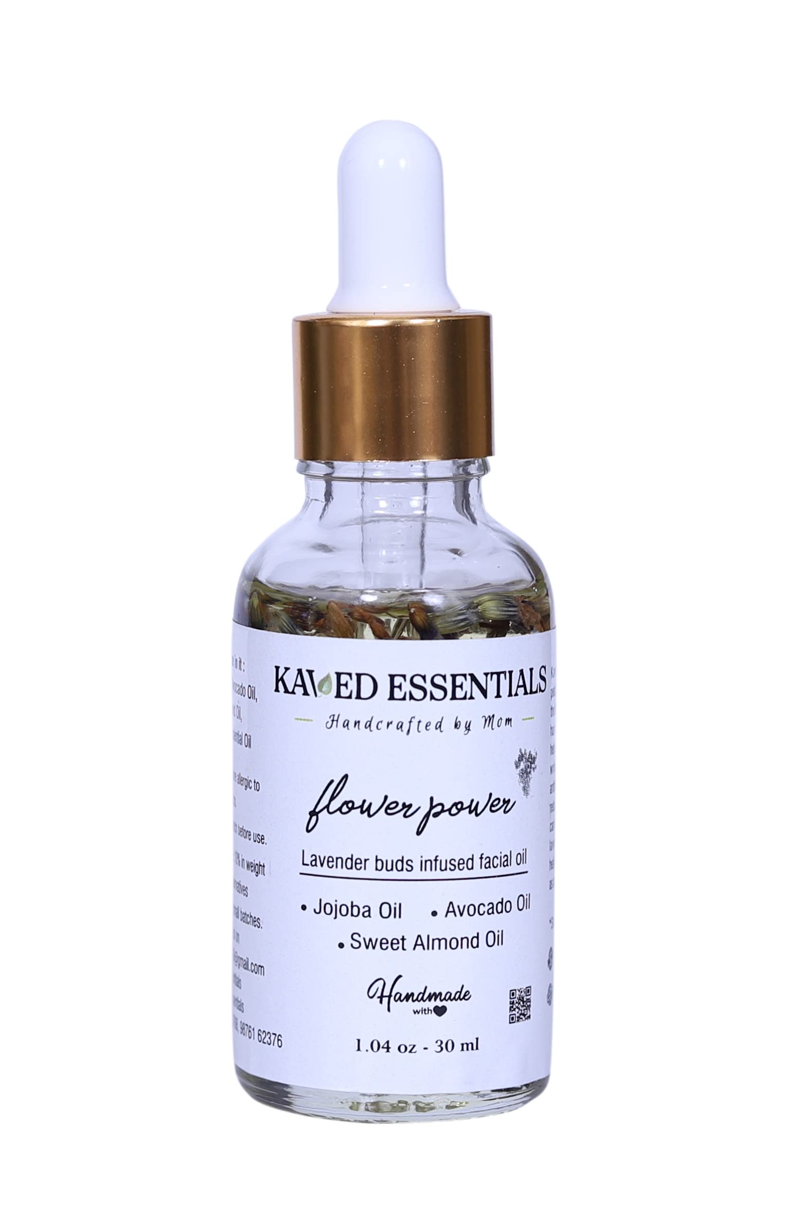 Kaved Essentials Lavender Buds Infused Facial Oil with Jojoba, Avocado & Sweet Almond Oil - Hydrating & Soothing for Dry & Sensitive Skin - Perfect for Nighttime Skincare & Relaxation