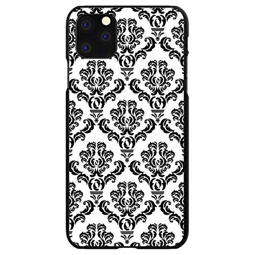 White Black Damask Pattern On Black Case
