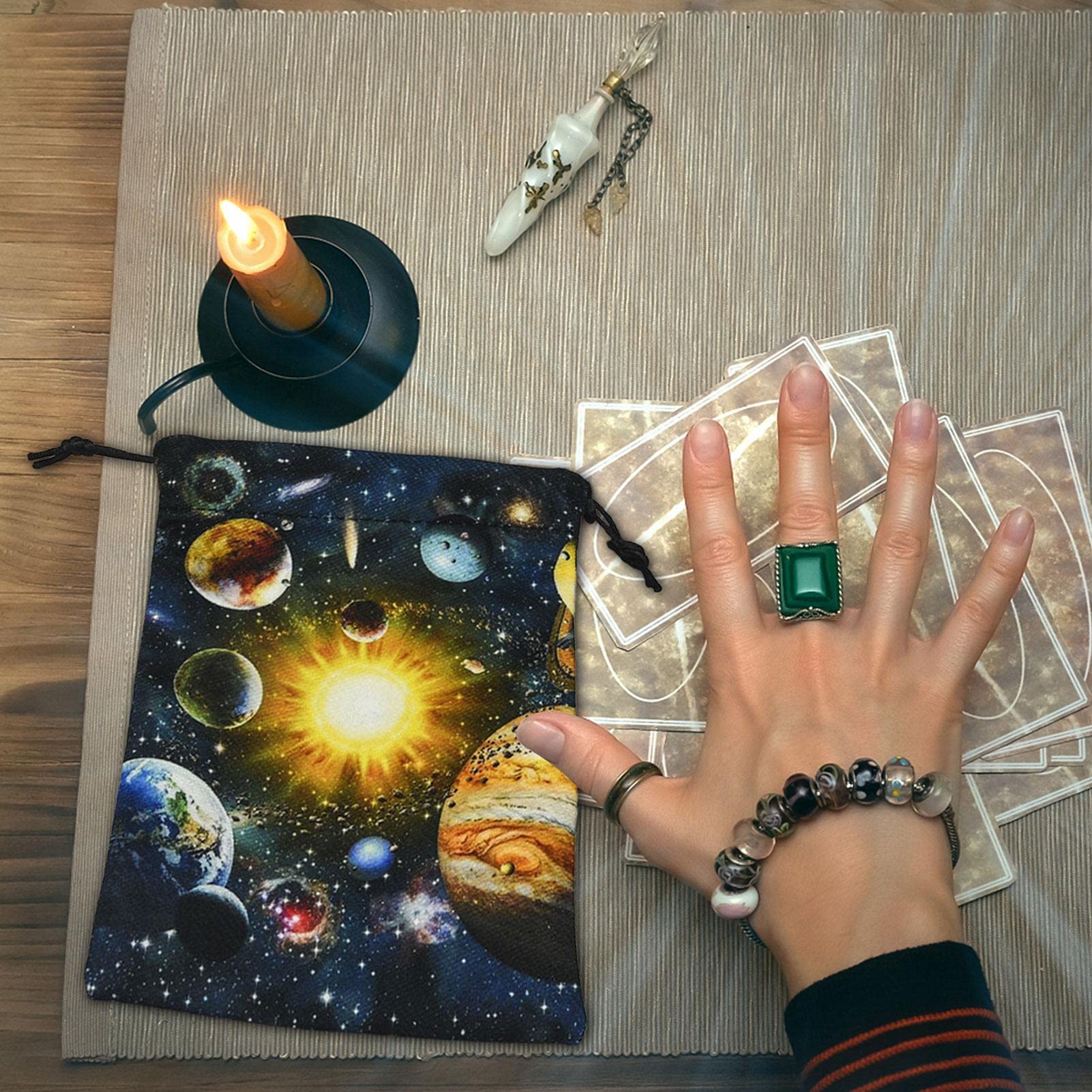 Premium Velvet Tarot Cloth Bag - Double-Sided Digital Printed Tarot Card Storage Pouch for Board Games & Divination | Perfect Gift for Tarot Enthusiasts & Psychic Readers (Use for Card Protection, Travel & Spiritual Rituals)