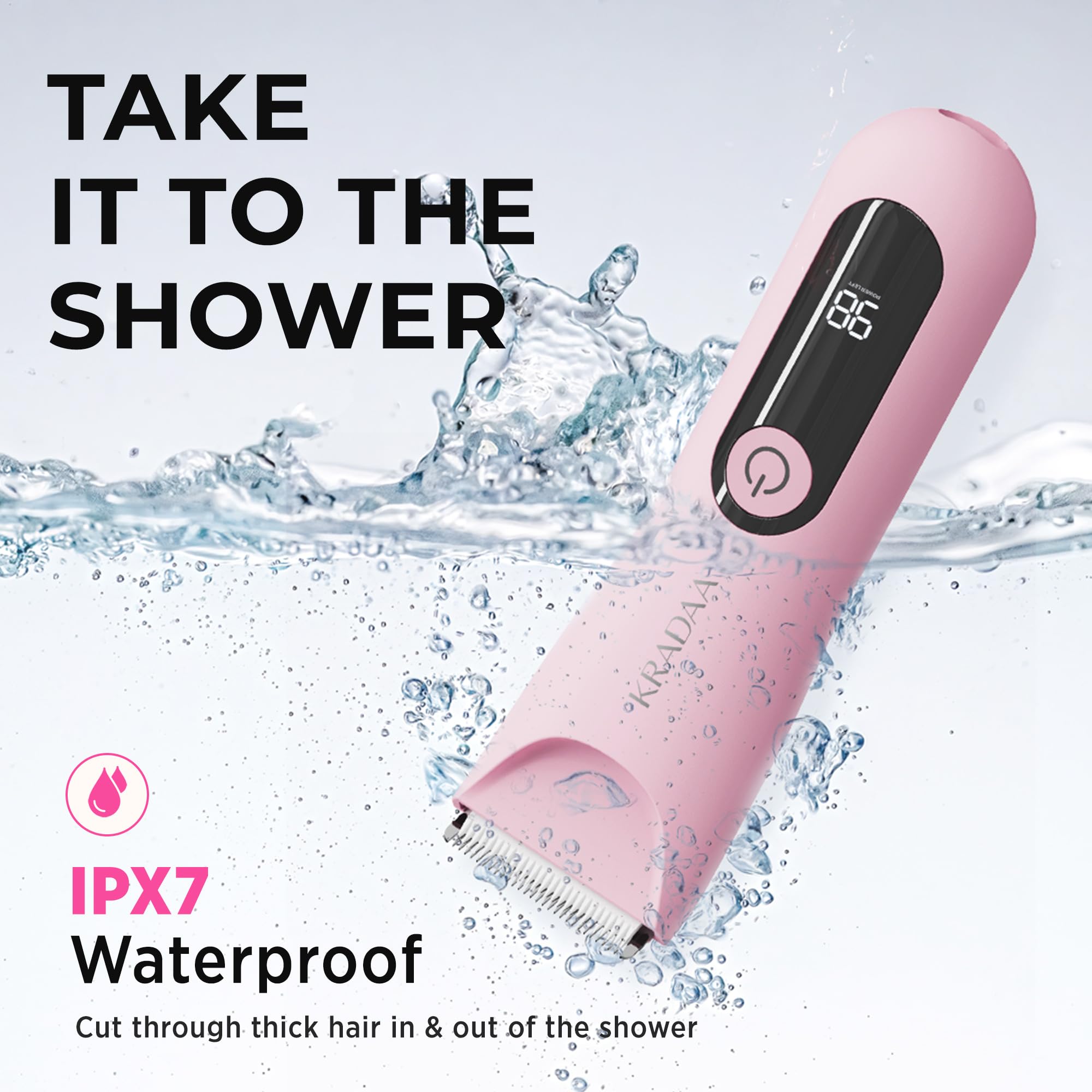 Painless Electric Bikini Trimmer for Women - Rechargeable Pubic Hair Shaver with IPX7 Waterproof Design for Body & Underarm Hair (Pink) | Perfect for Travel, Gym & Sensitive Skin Care