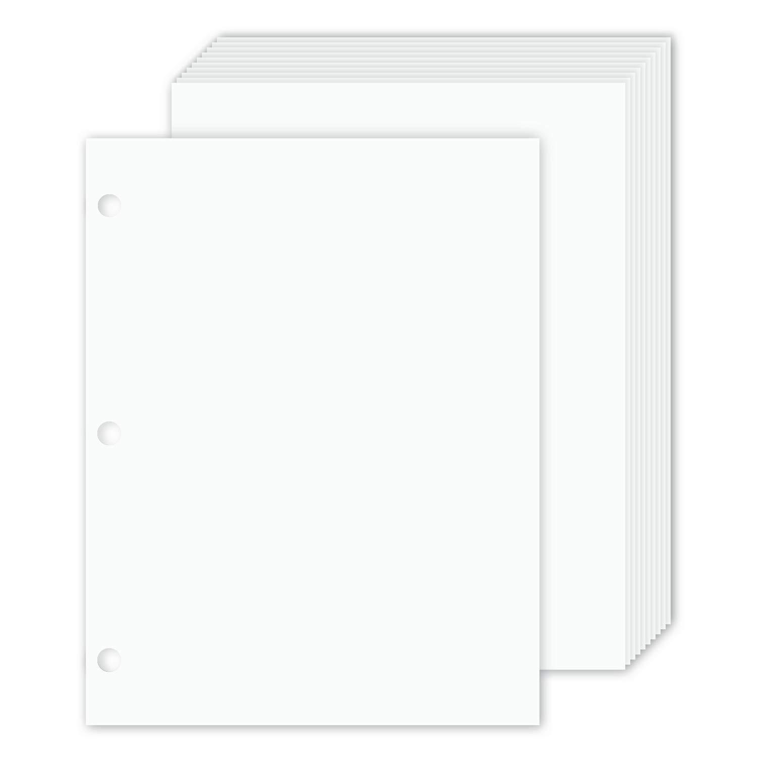 Premium 3-Hole Punched White Cardstock Paper - 80lb (216gsm) Thick & Durable | 8.5