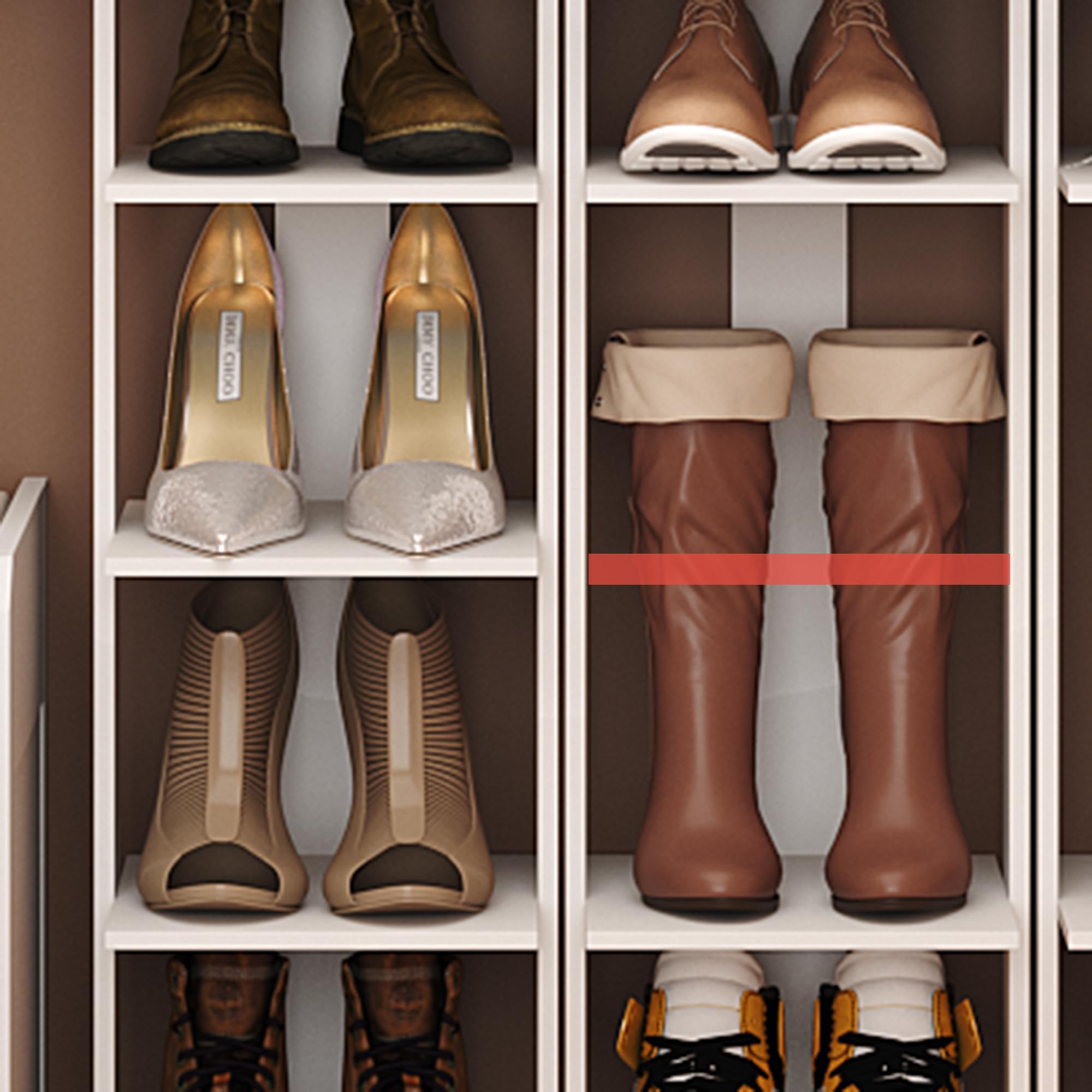 HOMEFORT 10-Tier Vertical Shoe Rack Organizer - Space Saving Corner Shoe Tower with 2 Hanging Hooks - Slim Wooden Shoe Storage Stand for Entryway, Hallway, Closet - Perfect for Small Spaces & Shoe Lovers (White)