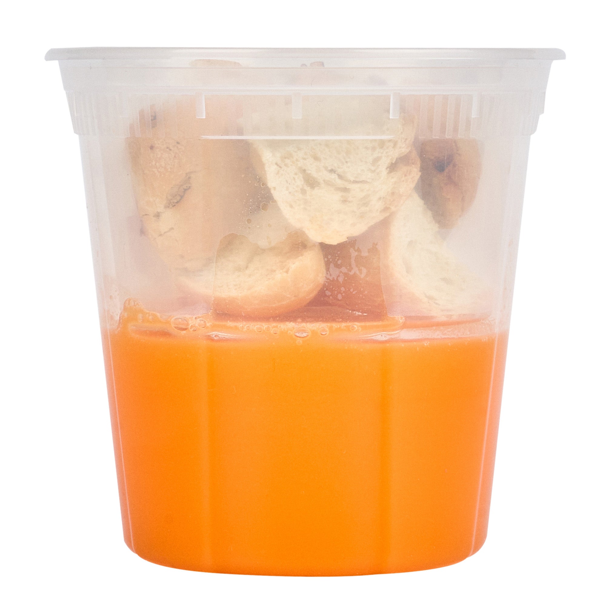 **16 oz Round Clear Plastic Soup Container Insert - Fits 32, 40 & 48 oz Containers, Microwave Safe, Bulk 100-Pack - Ideal for Takeout, Catering & Food Storage**