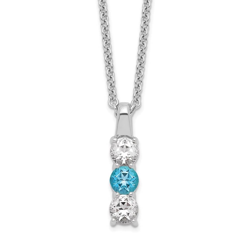 Sterling Silver Survivor Clear & Blue Topaz Courage Pendant Necklace for Women | Inspirational Jewelry Gift for Strength & Hope | Perfect for Everyday Wear, Special Occasions & Motivational Gifts