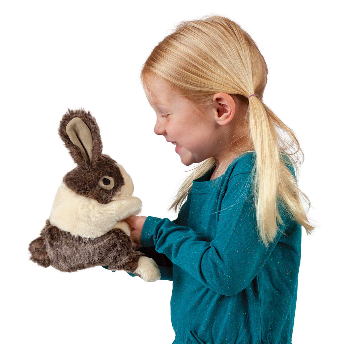 Folkmanis Baby Dutch Rabbit Hand Puppet - Soft Plush Animal Toy for Storytelling, Education & Playtime - Perfect for Kids, Teachers & Puppet Shows
