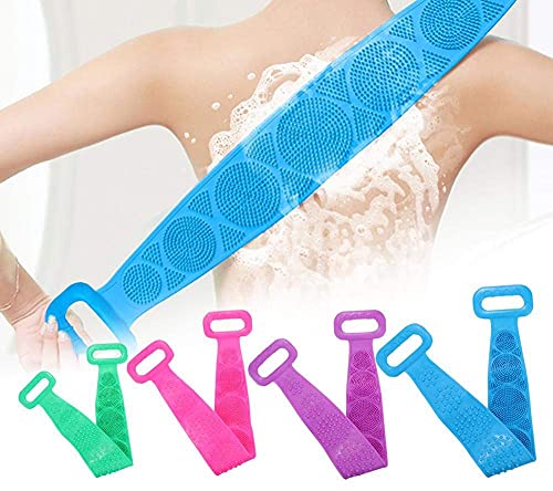 Silicone Body Scrubber Belt - Exfoliating Shower Brush for Men & Women | Back Cleaning & Massage | Pack of 1