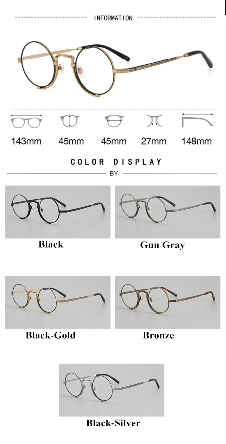 Stylish Unisex Black Titanium Round Eyeglasses 4919 - Lightweight & Durable Full Rim Frames for Men & Women | Perfect for Reading, Work, and Everyday Fashion