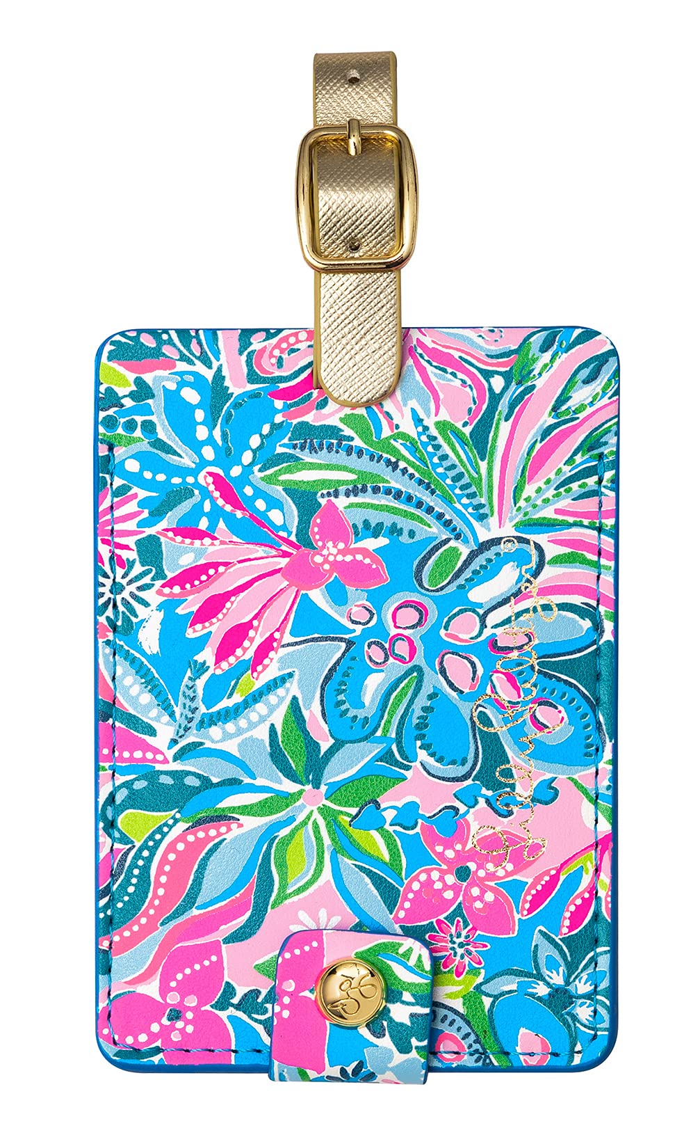 Lilly Pulitzer Leatherette Luggage Tag with Secure Strap - Colorful Suitcase Identifier for Travel - Perfect for Airports, Cruise Ships & Vacation Identification