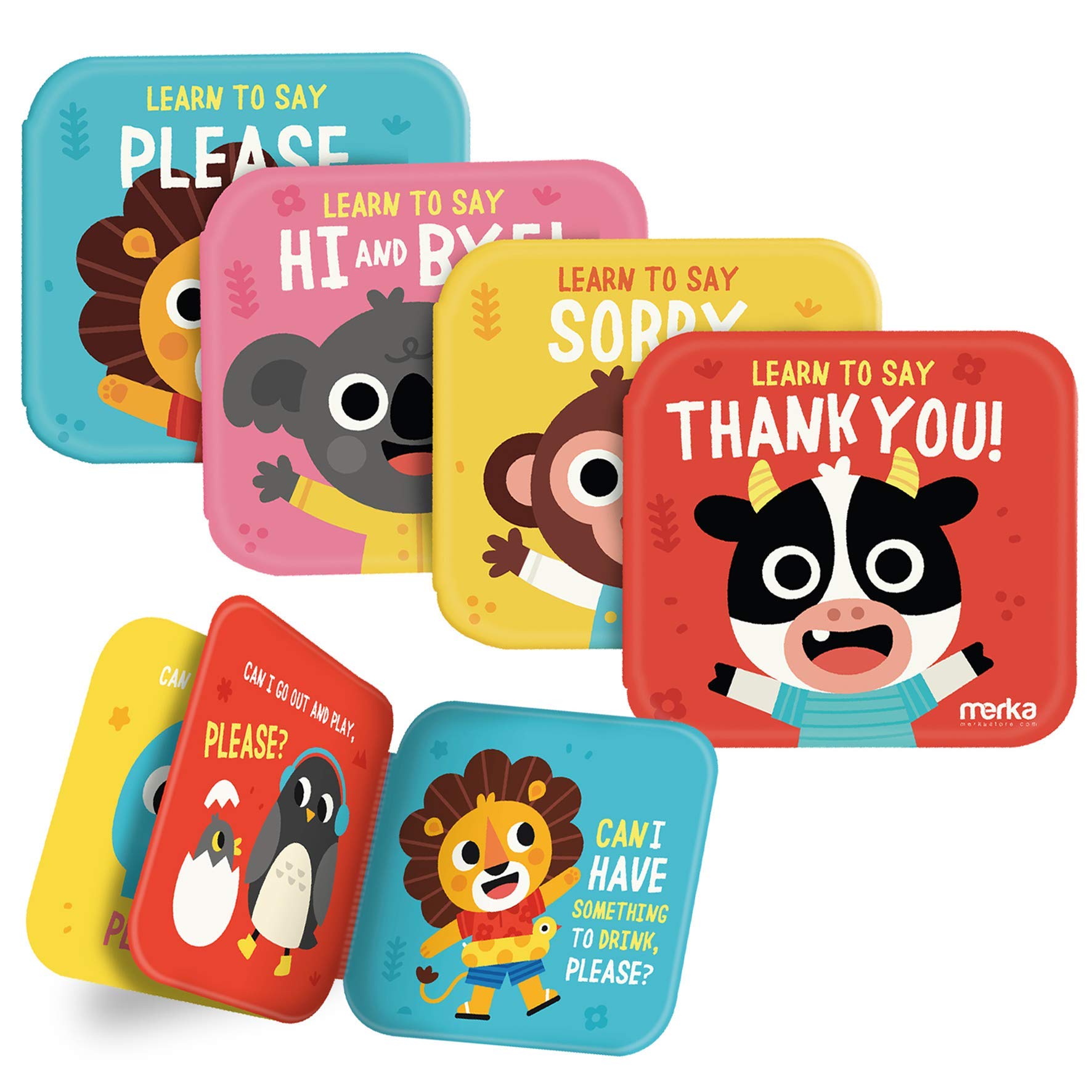 merka Baby Bath Books – 4 Pack Waterproof Floating Books for Toddlers 1-3 Years | Early Learning Educational Bath Toys | Perfect Baby Shower Gift for Newborns & Infants | Great for Bathtime Fun & Sensory Play