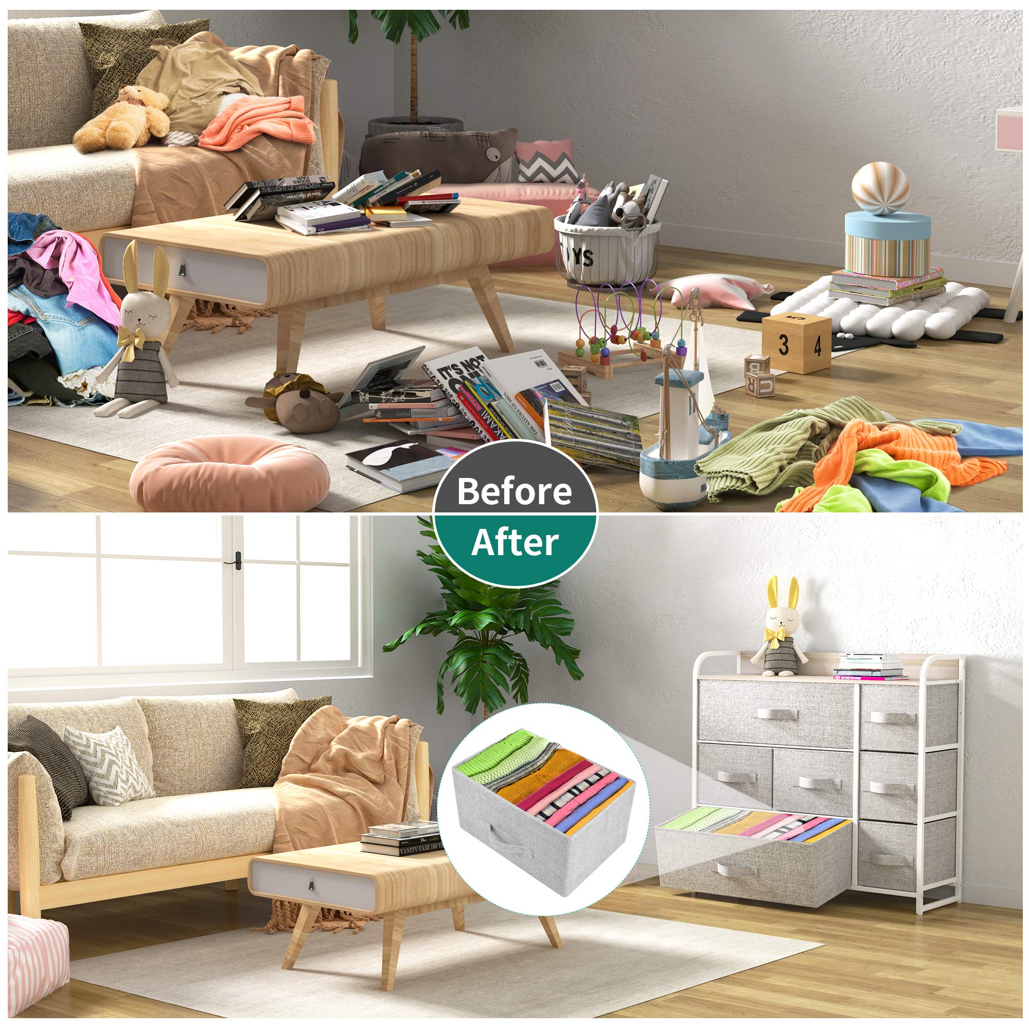 YITAHOME 7-Drawer Fabric Dresser with Shelves - Sturdy Steel Frame & Wooden Top Storage Organizer for Bedroom, Closet & Living Room - Easy Pull Fabric Bins for Home Organization
