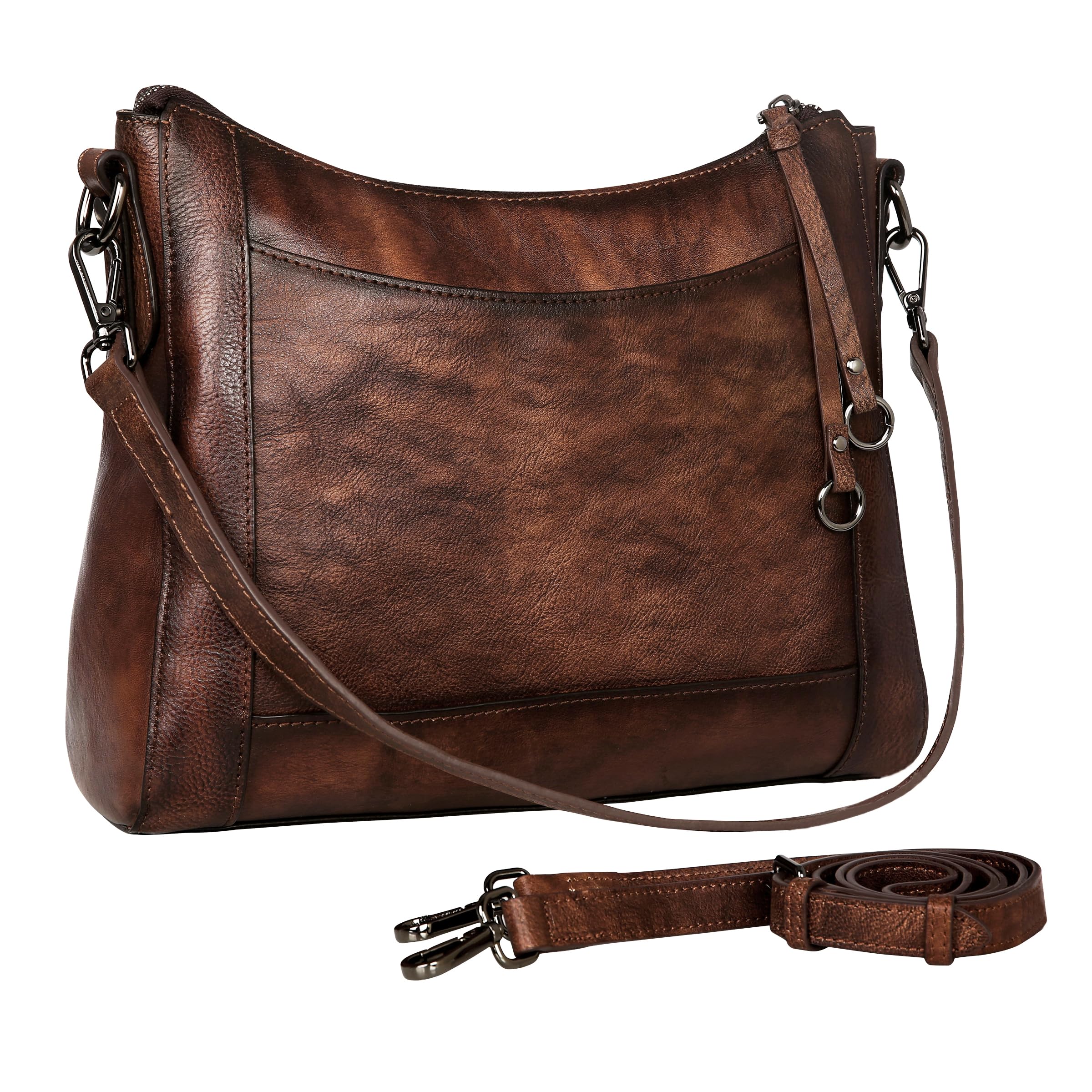Genuine Leather Crossbody Bag for Women - Vintage Satchel Purse Hobo Handbag with Adjustable Strap, Perfect for Work, Travel & Everyday Use