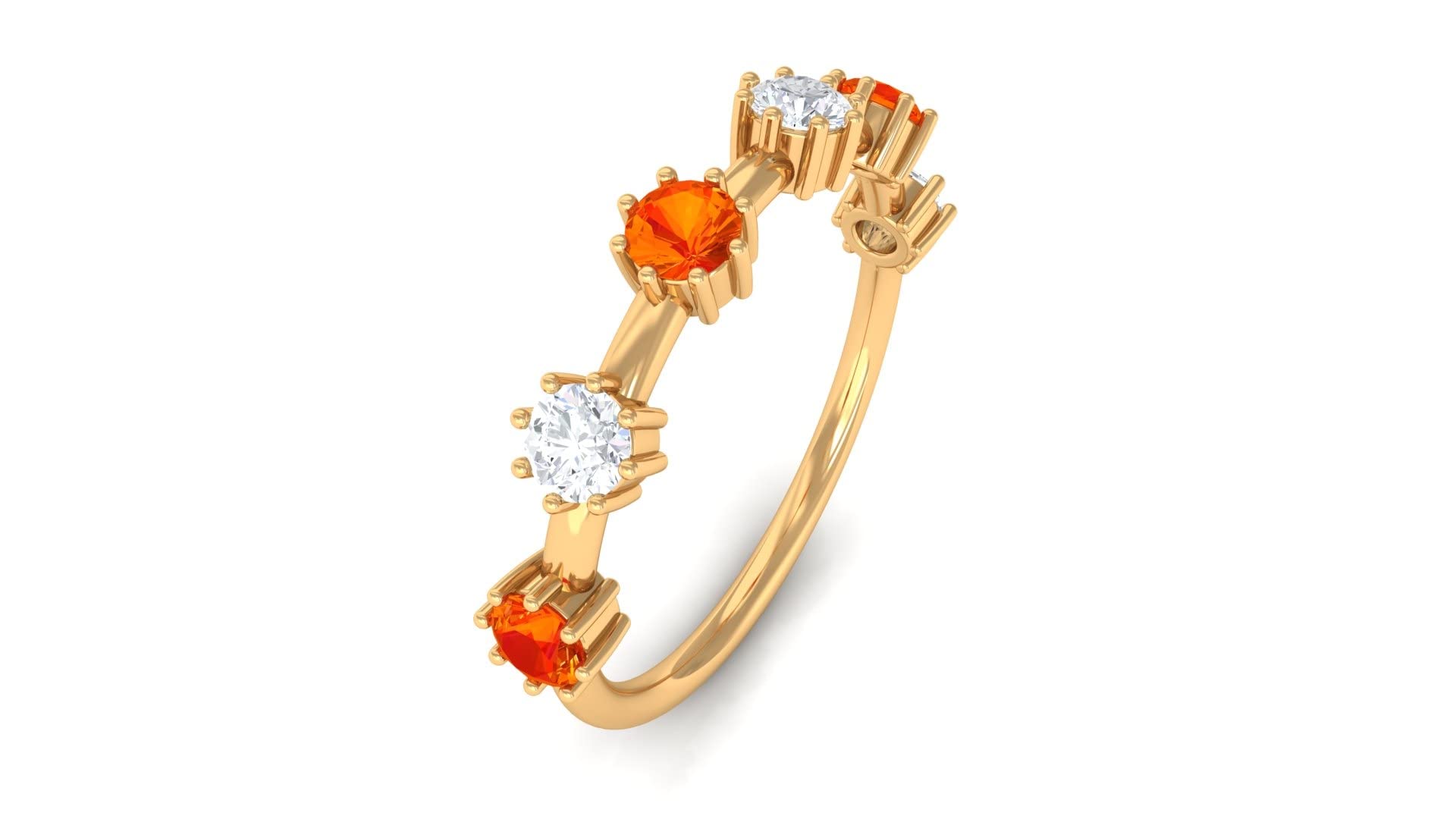 1/4 CT Orange Sapphire & Diamond Ring in 14K Solid Gold - Minimalist Orange Sapphire Engagement Ring for Women, Wedding, Anniversary Gift - Elegant & Dainty Jewelry for Everyday Wear