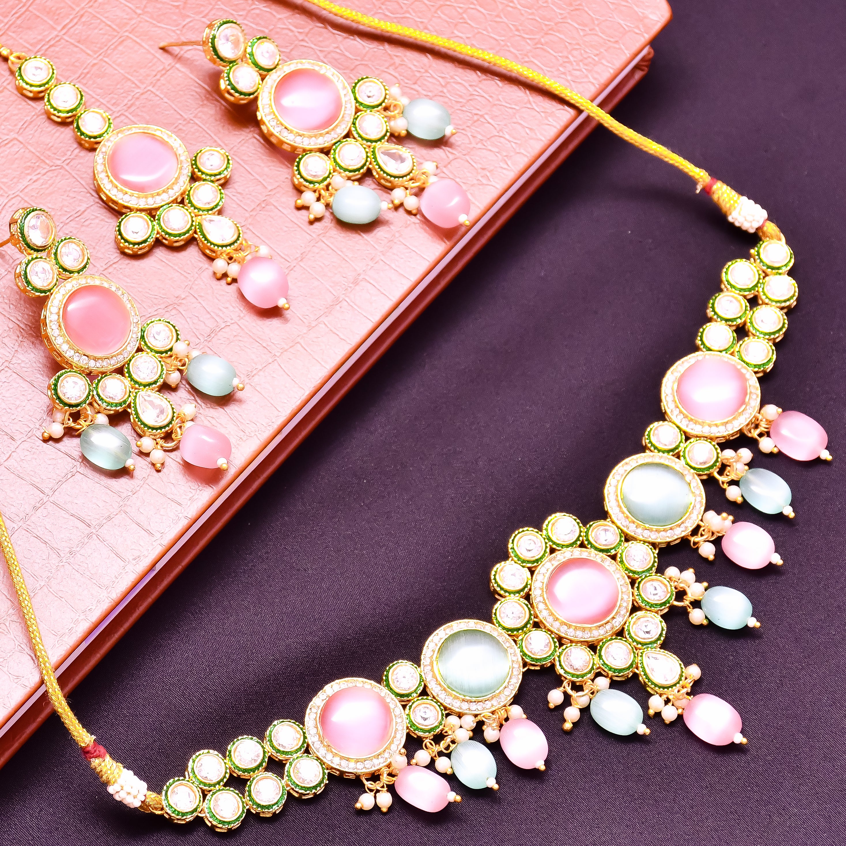 Royal Kundan Green Gold Plated Necklace & Earrings Set (D615) - Elegant Indian Jewelry for Weddings, Parties & Special Occasions