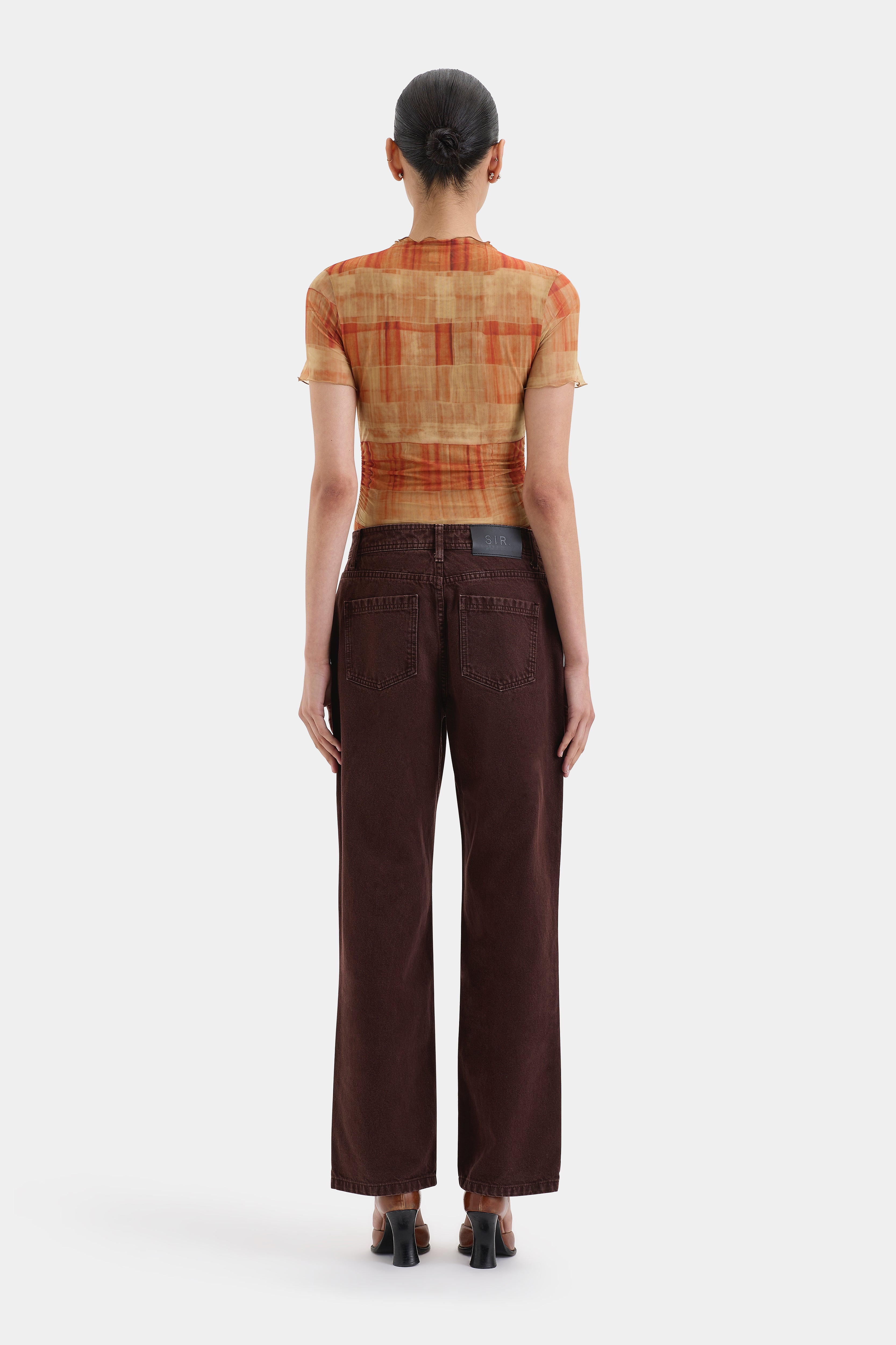 Ferrera Top Arancia Check - Stylish Women's Blouse for Casual Wear & Office Outfits | Perfect for Summer & Spring Fashion