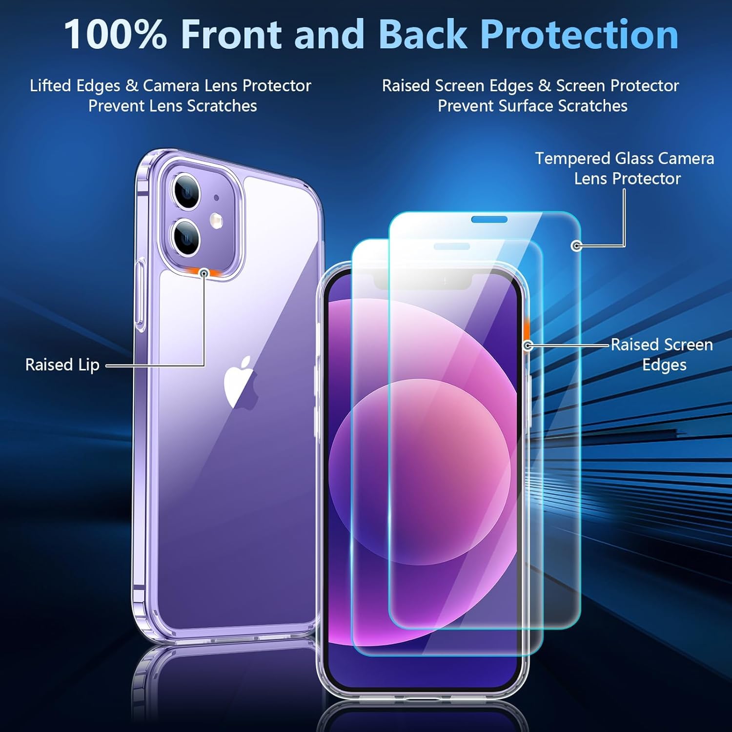 Temdan Clear Protective Case for iPhone 12 & iPhone 12 Pro - Slim Fit, Scratch Resistant, Military Grade Drop Protection - Perfect for Everyday Use, Travel & Outdoor Activities
