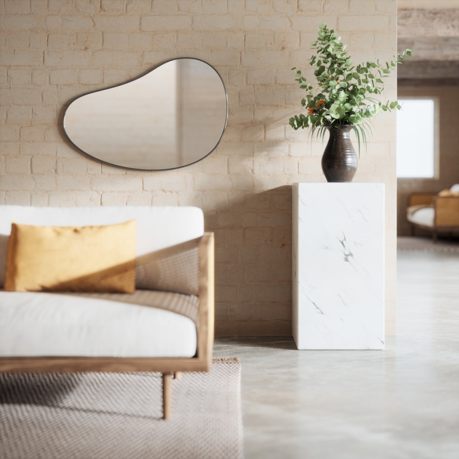 Stylish Hubba Pebble Wall Mirror - Round Decorative Mirror for Bedroom, Living Room & Bathroom - Perfect for Home Decor & Vanity Areas