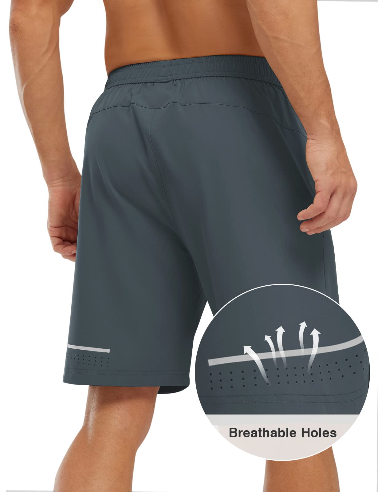 TBMPOY Men's Quick Dry 7'' Shorts with Zipper Pockets - Elastic Waist Lightweight Gym & Training Shorts for Running, Hiking, Workout & Outdoor Activities