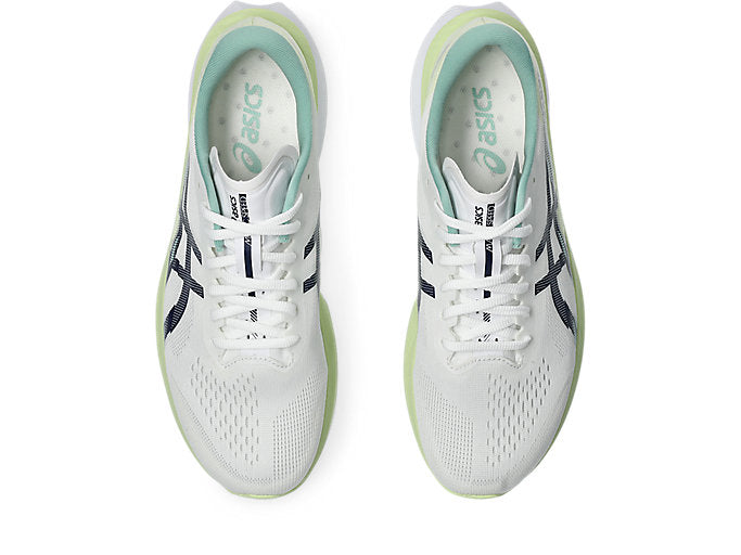 ASICS Magic Speed 4 Running Shoes for Men - White/Blue Expanse (D Width) | Lightweight Performance Sneakers for Marathon Training & Road Running