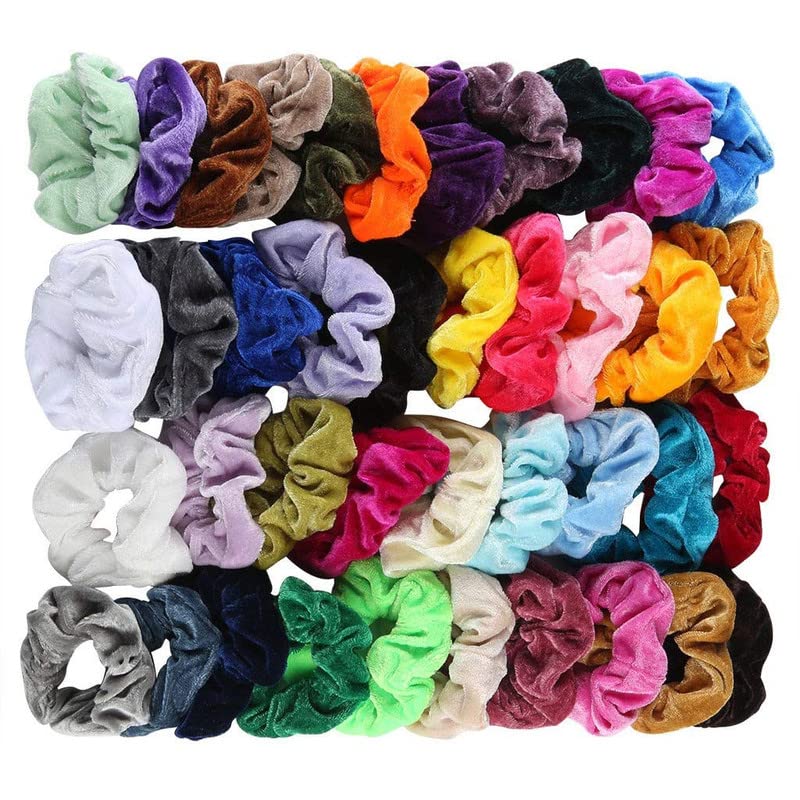 24-Pack Velvet Hair Scrunchies for Women & Girls - Soft Elastic Hair Ties, Hair Bands & Ropes - Multicolor Hair Accessories for School, Work, Gym & Everyday Styling