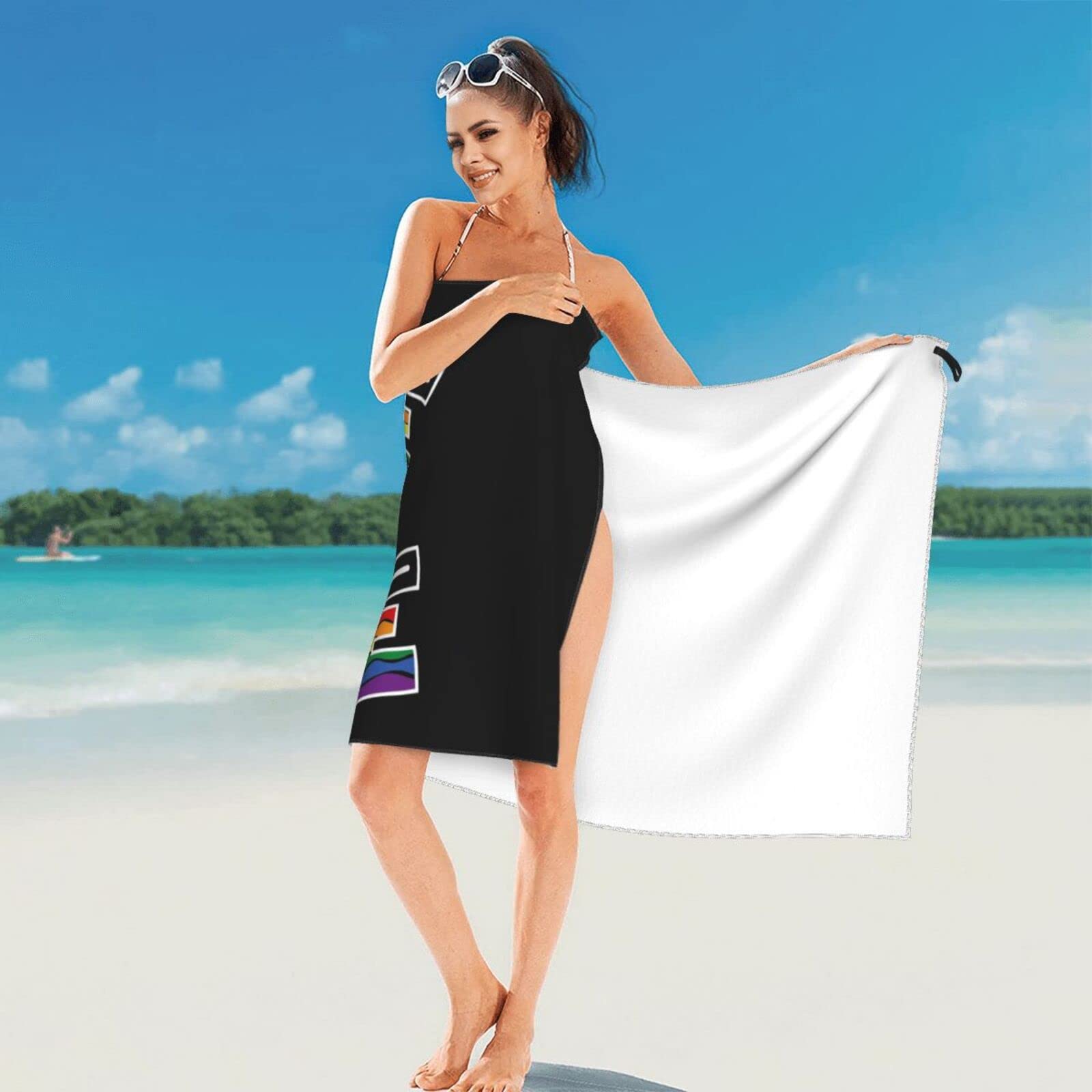 Rainbow Love is Love Beach Towel - Quick Dry, Sand Proof, Microfiber Towel (31x63 Inch) for Pool, Travel, Swimming, Camping & Backpacking - Perfect for Beach Days, Picnics, and Outdoor Adventures