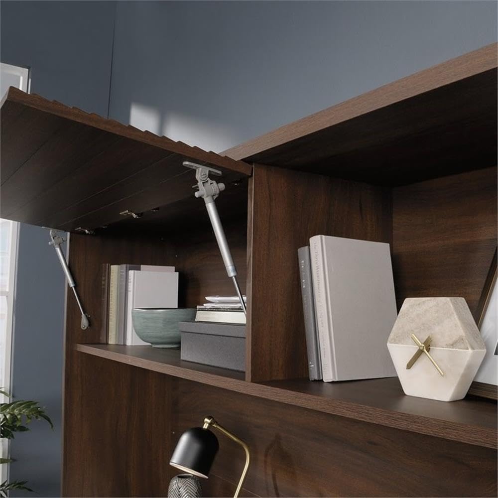 UrbanPro Englewood Large Wooden Desk Hutch in Spiced Mahogany - Home Office Organizer with Storage Shelves for Workspace & Study Room