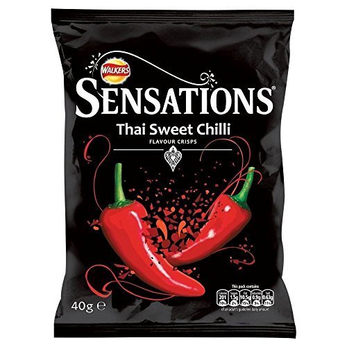 Walkers Sensations Thai Sweet Chilli Flavor Crisps 40g - Crunchy Snack Chips for Parties, Picnics & Movie Nights - Groceries