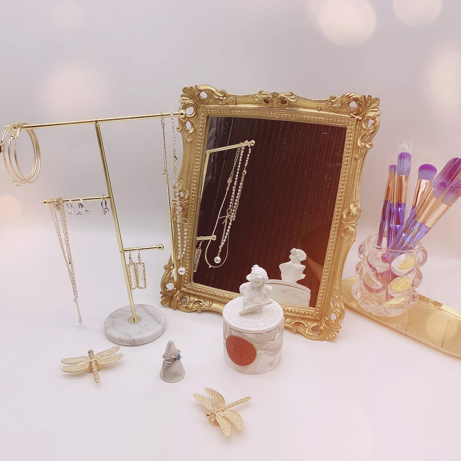 Luxury Ornate Gold Baroque Frame Mirror - Elegant Small Rectangle Square Wall Mirror for Vanity, Makeup & Decor | Perfect for Bedroom, Bathroom & Dressing Room
