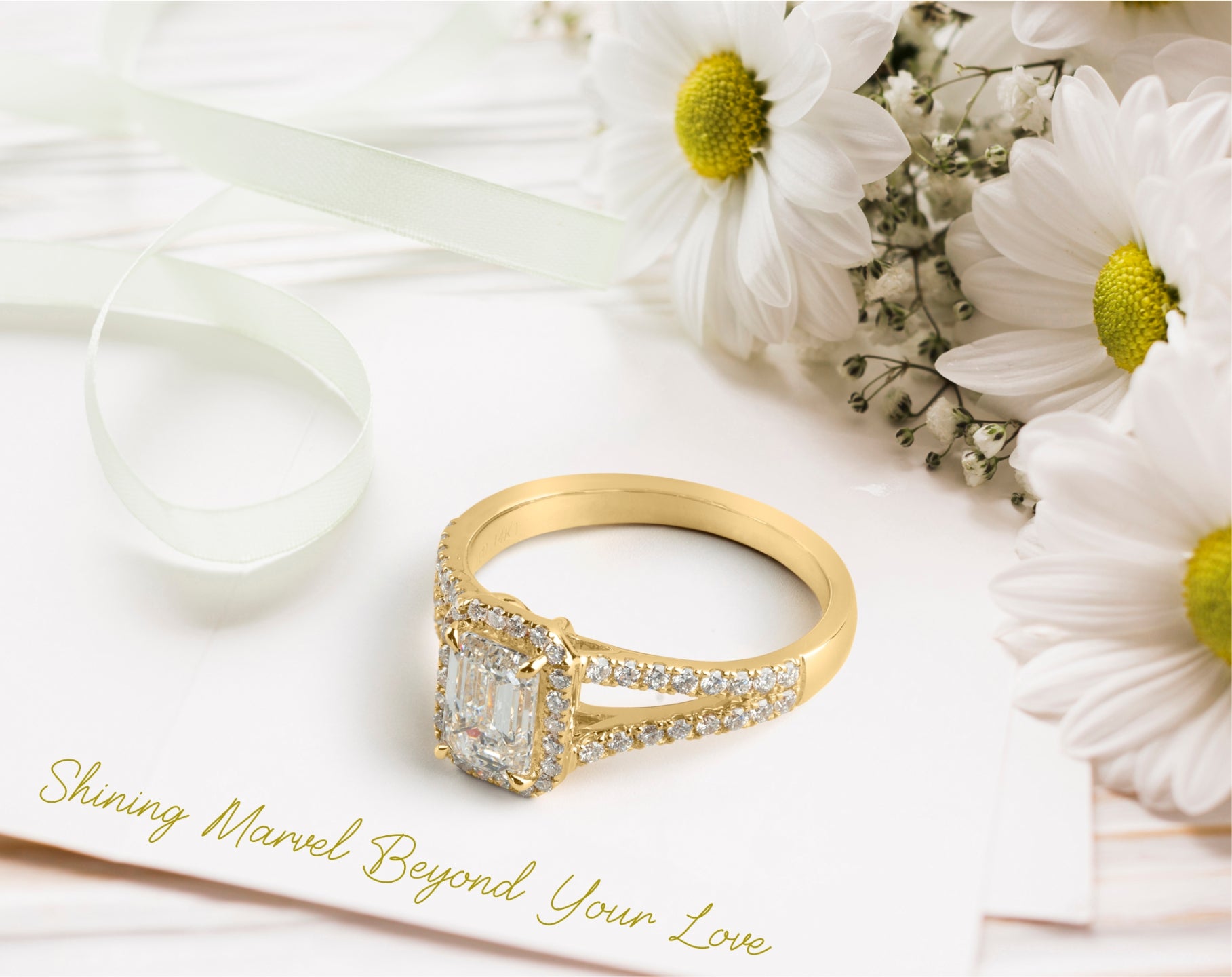 2.06 Carat Lab-Grown Emerald Cut Diamond Ring in 14K Yellow Gold - D Color VVS2 Clarity Split Shank Design for Engagement, Anniversary & Special Occasions