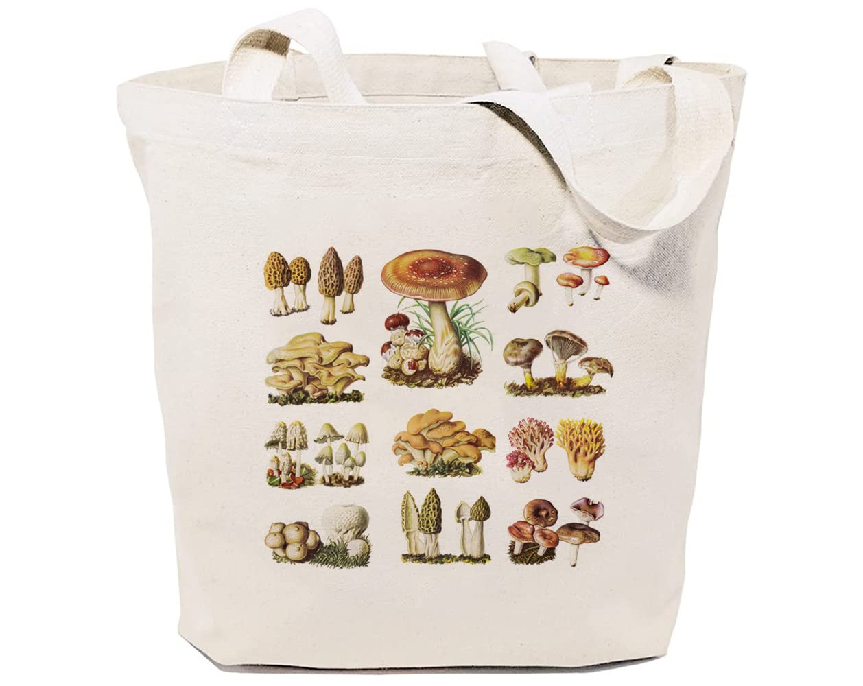 Vintage Mushroom Print Canvas Tote Bag for Women - Eco-Friendly Reusable Grocery Shopping Bag, Boho Aesthetic Shoulder Bag - Perfect Gift for Girls, Best for Farmers Market, Beach & Daily Use