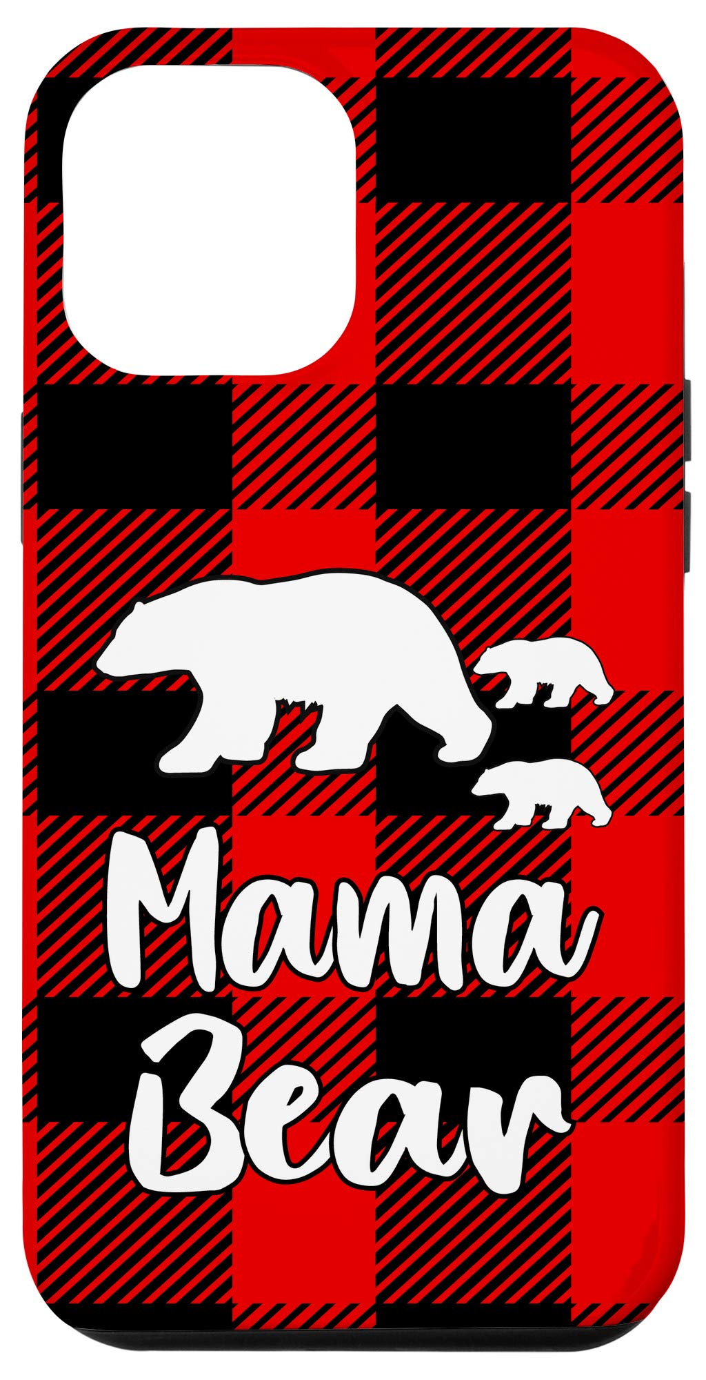 iPhone 12 Pro Max Case - Cute Mama Bear Cubs Design with Buffalo Black & Red Plaid Pattern | Durable Protective Cover for Women & Teens | Perfect for School, Work & Everyday Use