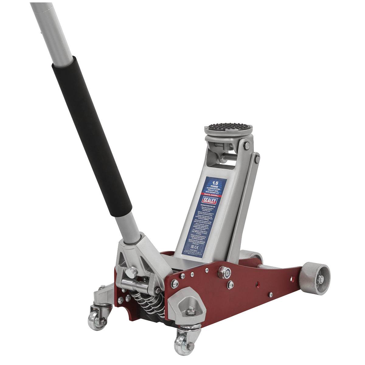 Sealey 2 Ton Aluminum/Steel Trolley Jack with Rapid Lift - Heavy Duty Car Lift for Auto Repair, Tire Change & Vehicle Maintenance in Home Garage or Workshop
