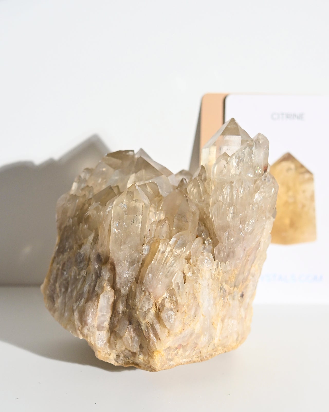 Natural Elestial Citrine Crystal Cluster - 3.7lbs Raw Healing Stone for Meditation, Reiki, Chakra Balancing & Home Decor
