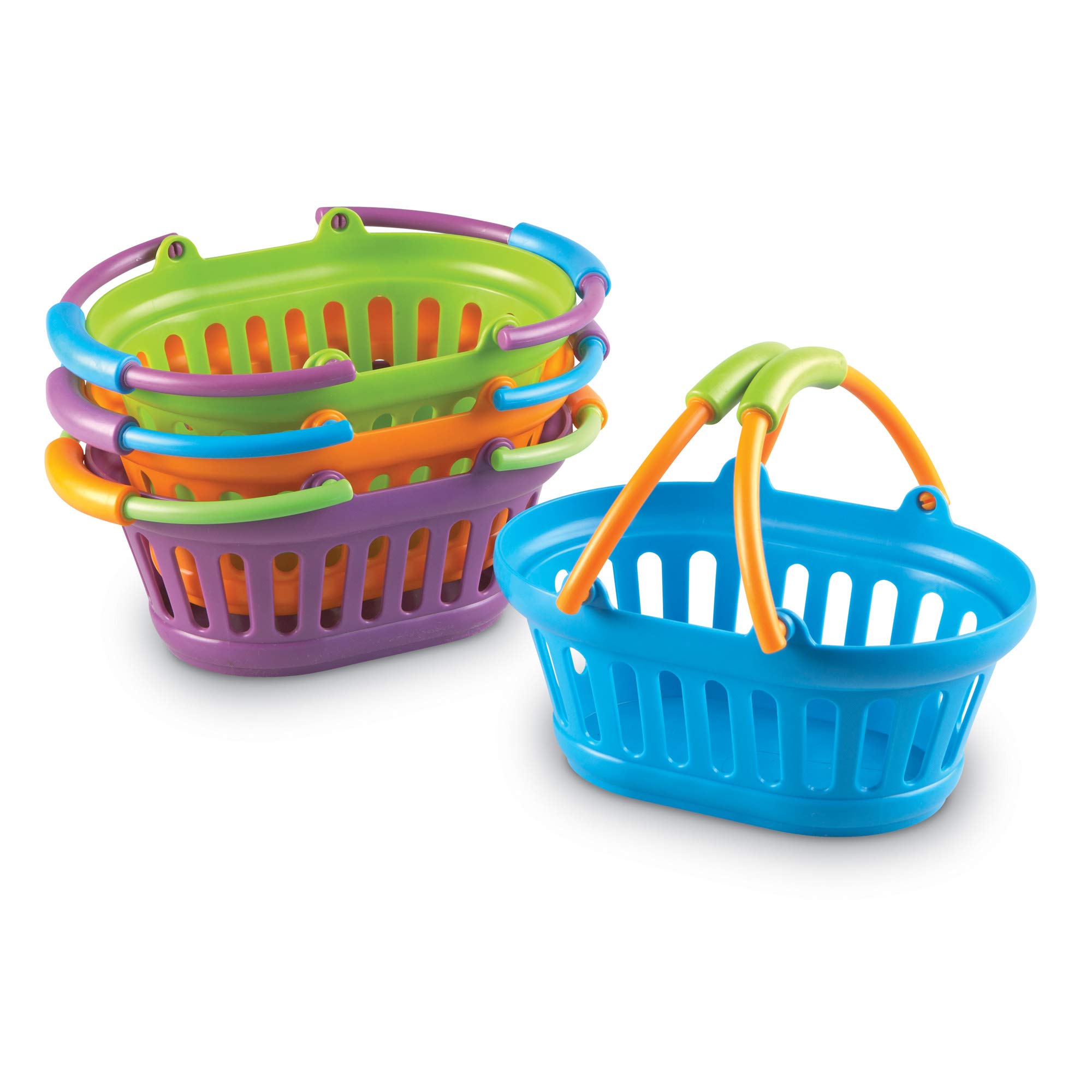 Learning Resources New Sprouts Stack of Baskets - 4 Piece Toddler Pretend Play Toy Set for Ages 18 Months+, Play Grocery Basket for Kids, Easter Basket Filler - Perfect for Role Play, Shopping Games & Holiday Gifts