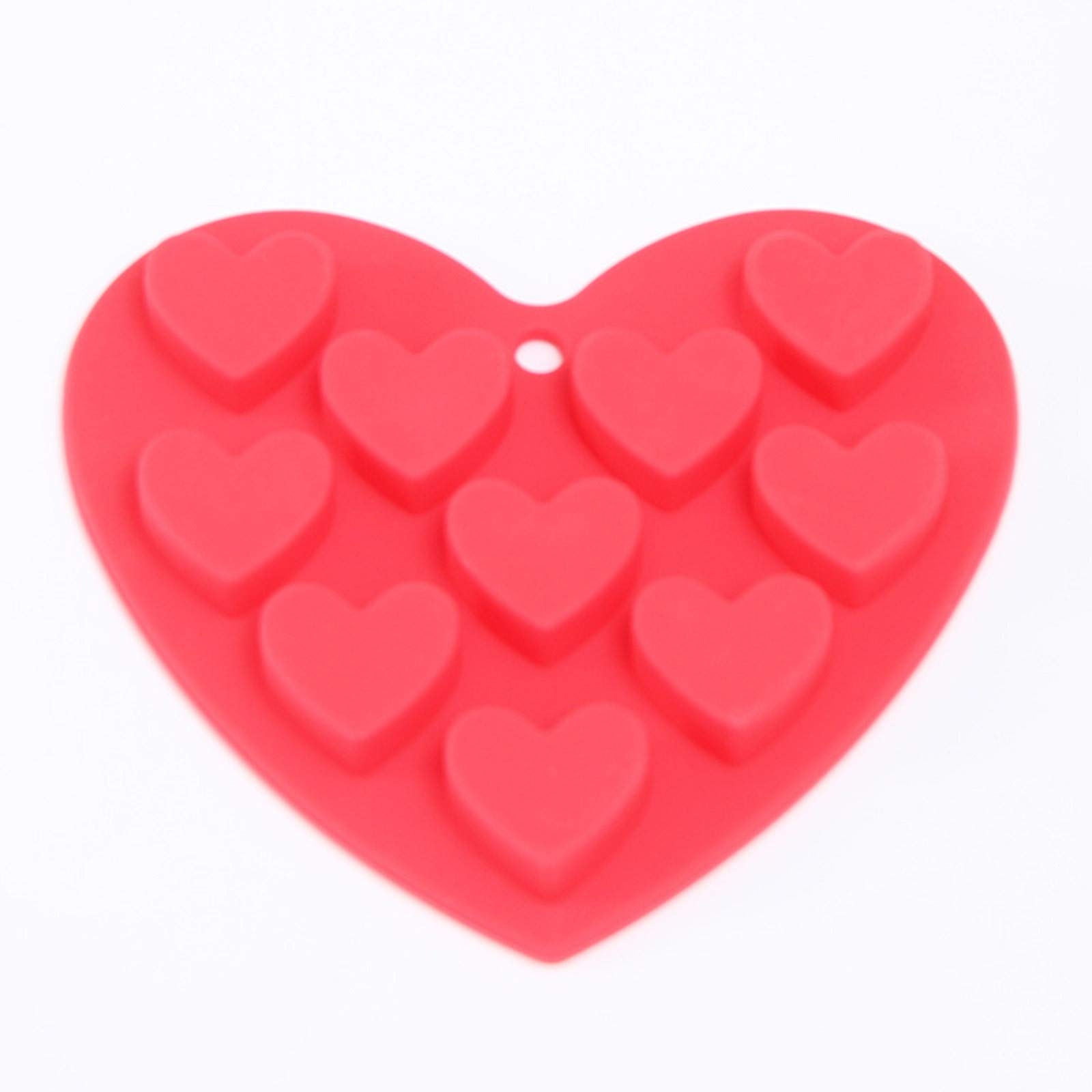 Heart-Shaped Silicone Baking Molds - 4 Inch 10-Cavity Layer Cake Pans for Chocolate, Candy & DIY Desserts | Perfect for Valentine's Day, Birthday Cakes & Party Treats (Red, One Size)