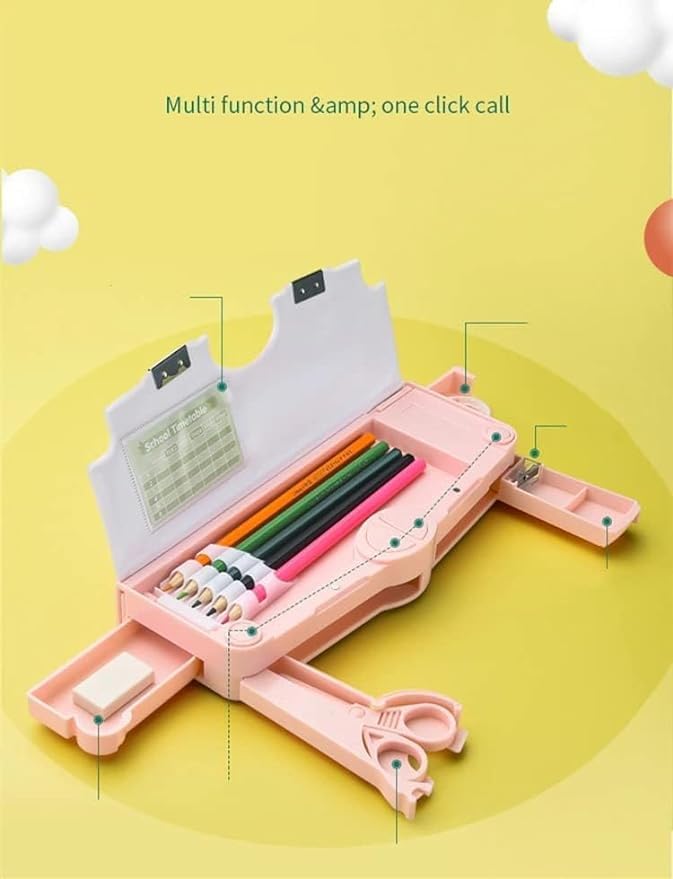 Unicorn Magnetic Pencil Box for Kids - Space Themed School Supplies Organizer with Buttons & Accessories - Perfect for Classroom, Homework & Travel Use