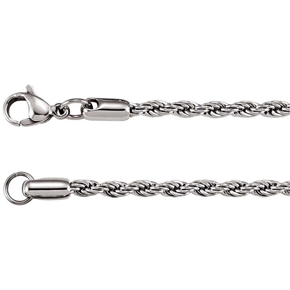 Stainless Steel 3mm Rope Chain Necklace for Men & Women - Durable Solid Metal Jewelry for Everyday Wear, Gifts & Special Occasions