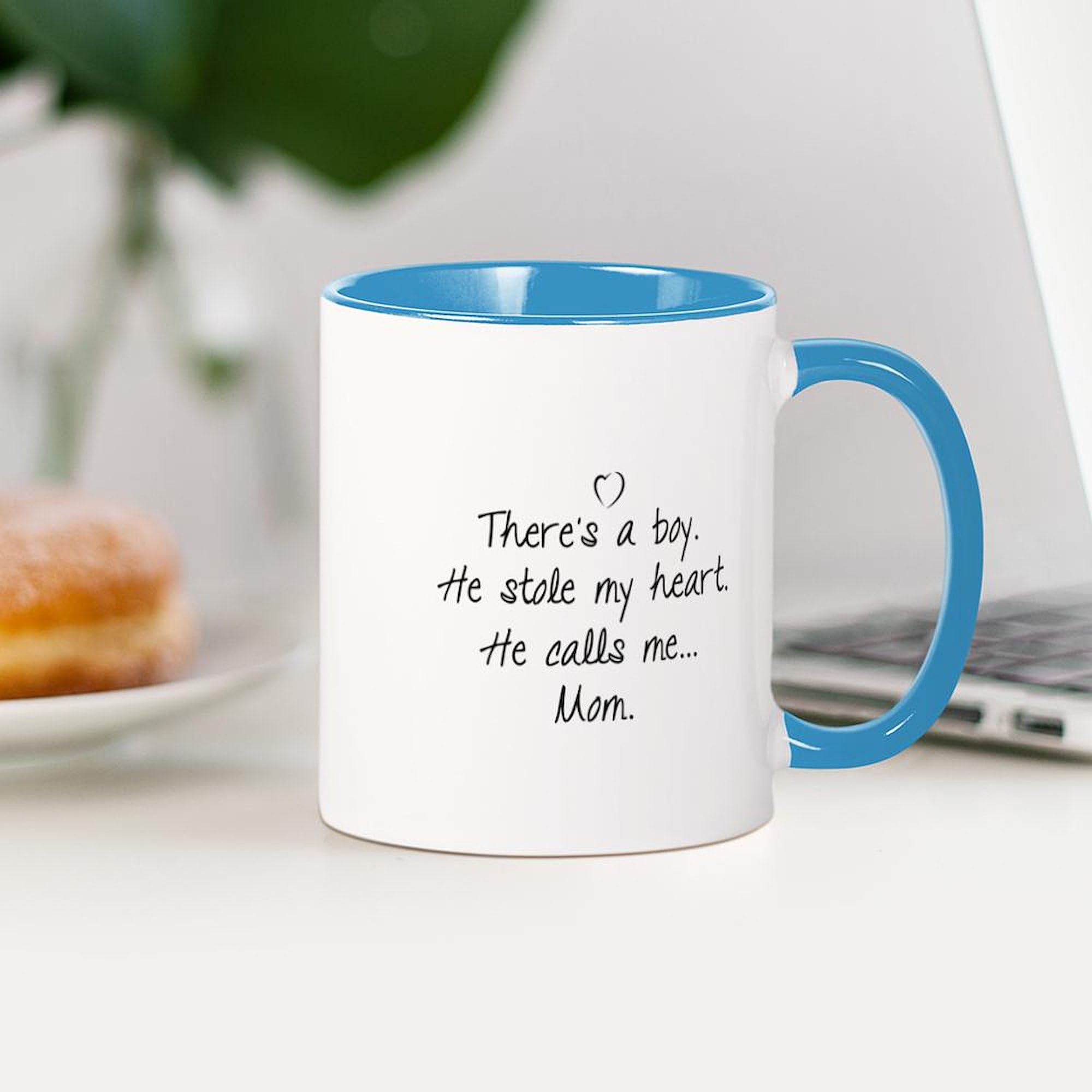 CafePress There's A Boy Mug - 11 oz (325 ml) Ceramic Coffee Cup with Handle - Perfect for Hot Drinks, Tea, Coffee, or Hot Chocolate - Ideal Gift for Boys, Fathers, and Kids - Great for Home, Office, or School Use