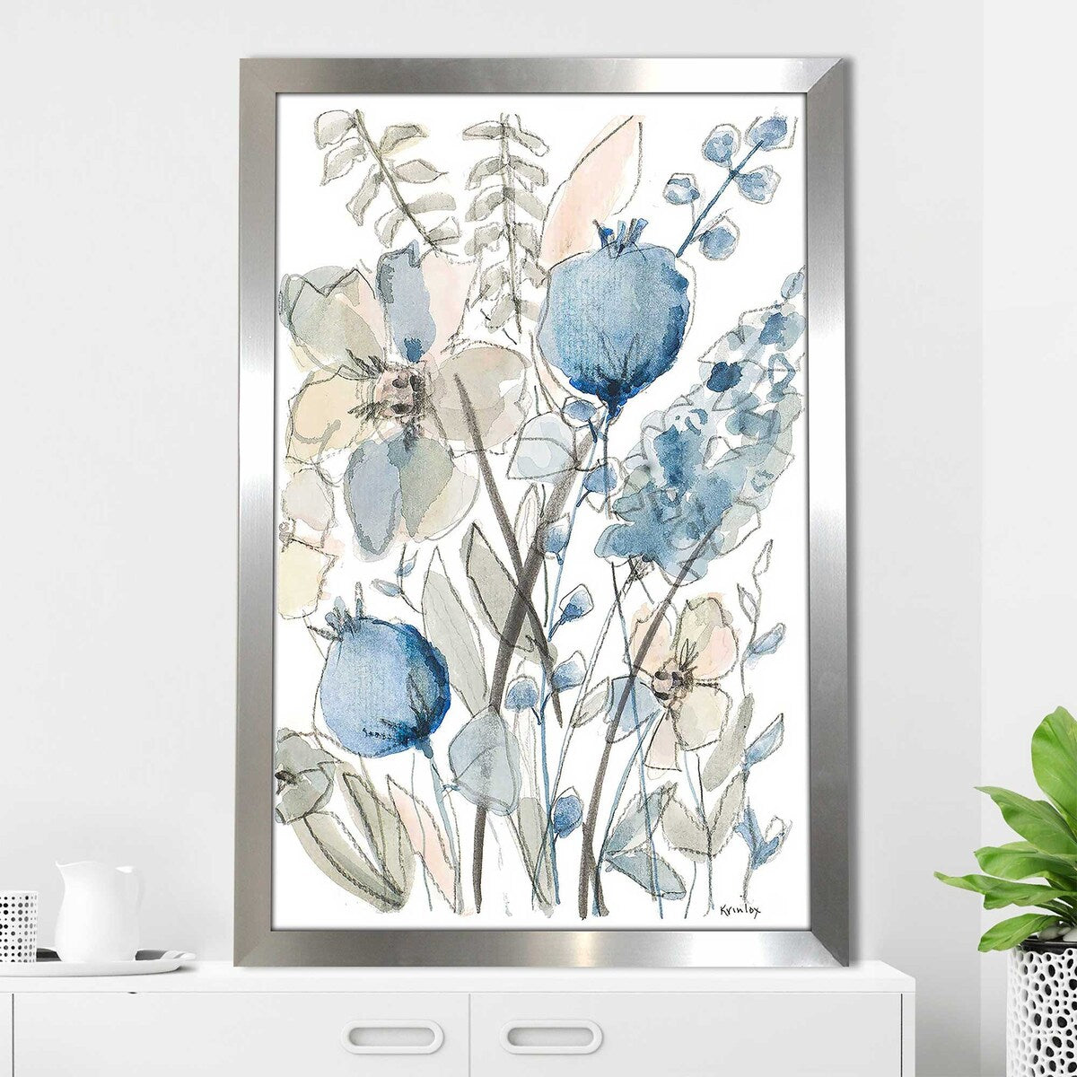 Blue and White Floral Acrylic Print - Elegant Home Decor for Living Room, Bedroom & Office