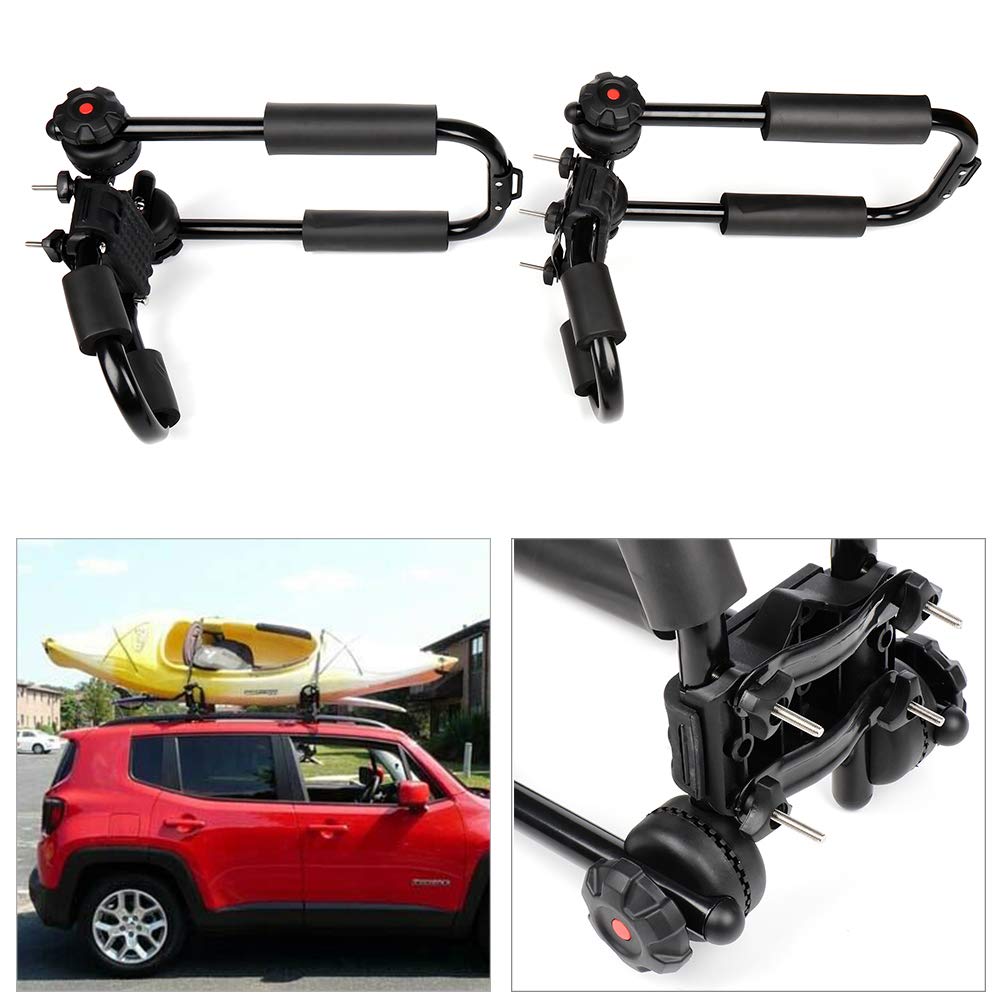 CCiyu Kayak Roof Rack - Universal J-Bar Kayak Carrier for Most Crossbars with 2 Heavy-Duty Straps - Fits Kayak, Canoe, Paddle Board & Surfboard - Perfect for Outdoor Adventures, Camping & Water Sports