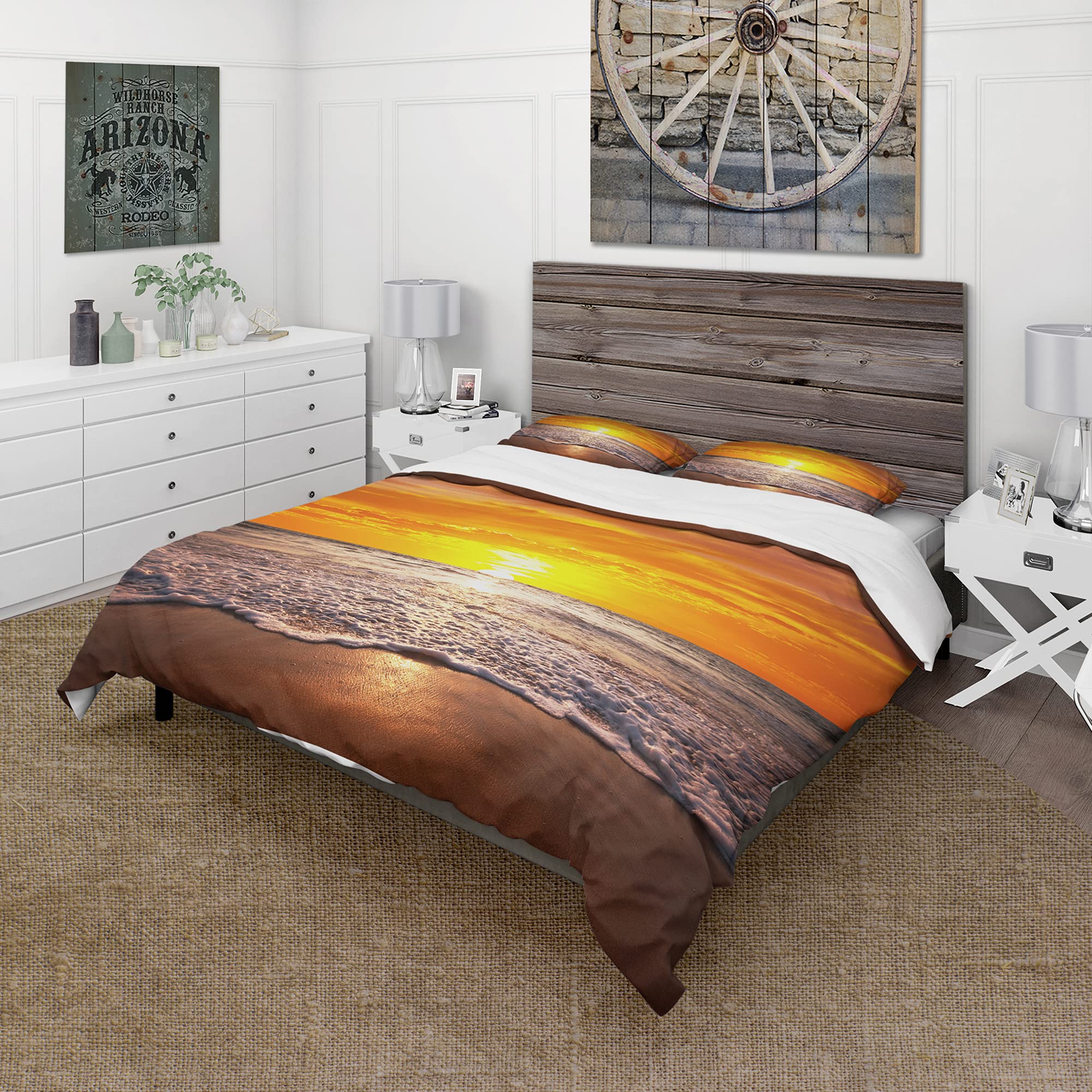 Majestic Sunset Coastal Duvet Cover Set King - Beach Bedding for All Seasons
