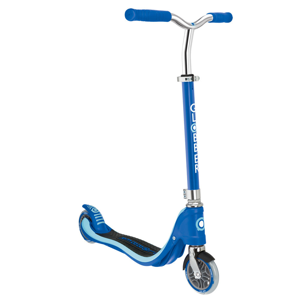 Globber Flow 125 Scooter for Kids & Adults - Lightweight Aluminum Folding Kick Scooter with Adjustable Handlebar - Perfect for Commuting, City Travel & Outdoor Fun