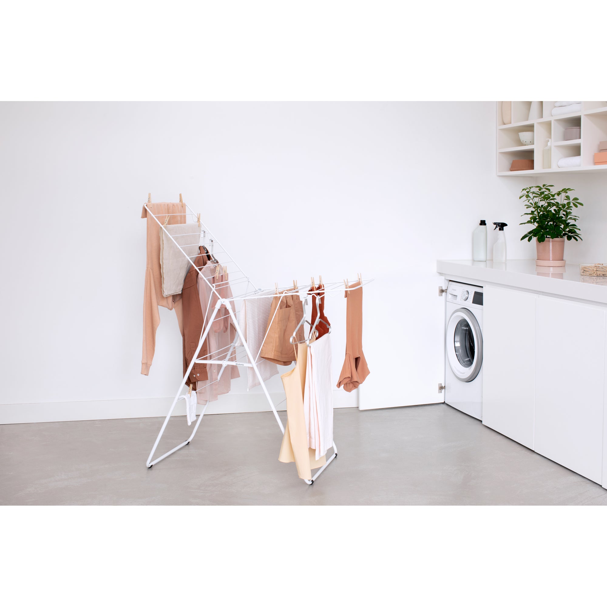 20 Meters White Wall Mounted Clothes Drying Rack - Space Saving Laundry Solution for Apartments, Balconies & Small Homes